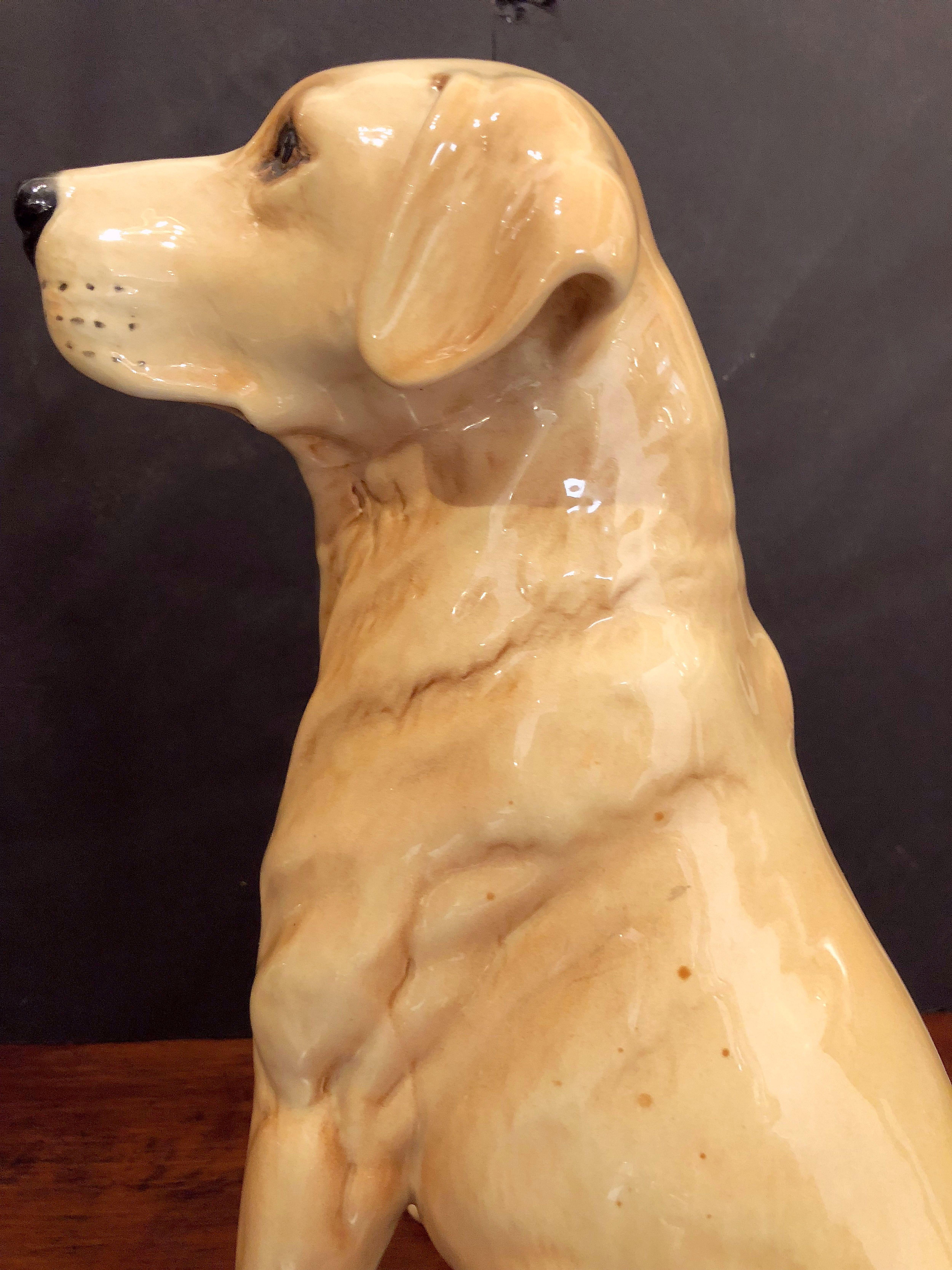 Sitting Yellow Lab Dog Figure by Beswick Pottery 'Fireside Model' 1