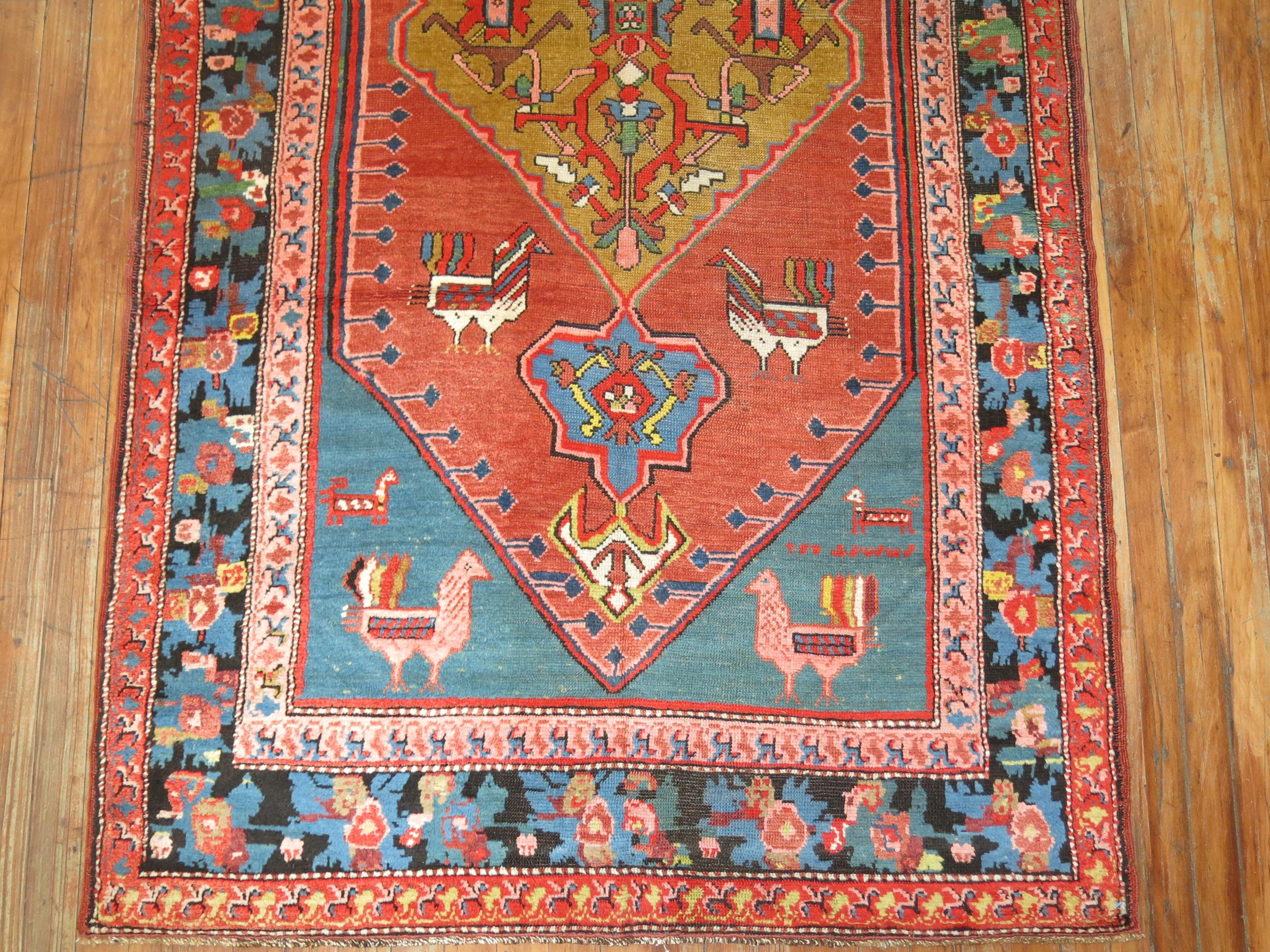 Pictorial Antique Armenian Runner Dated 1889 3