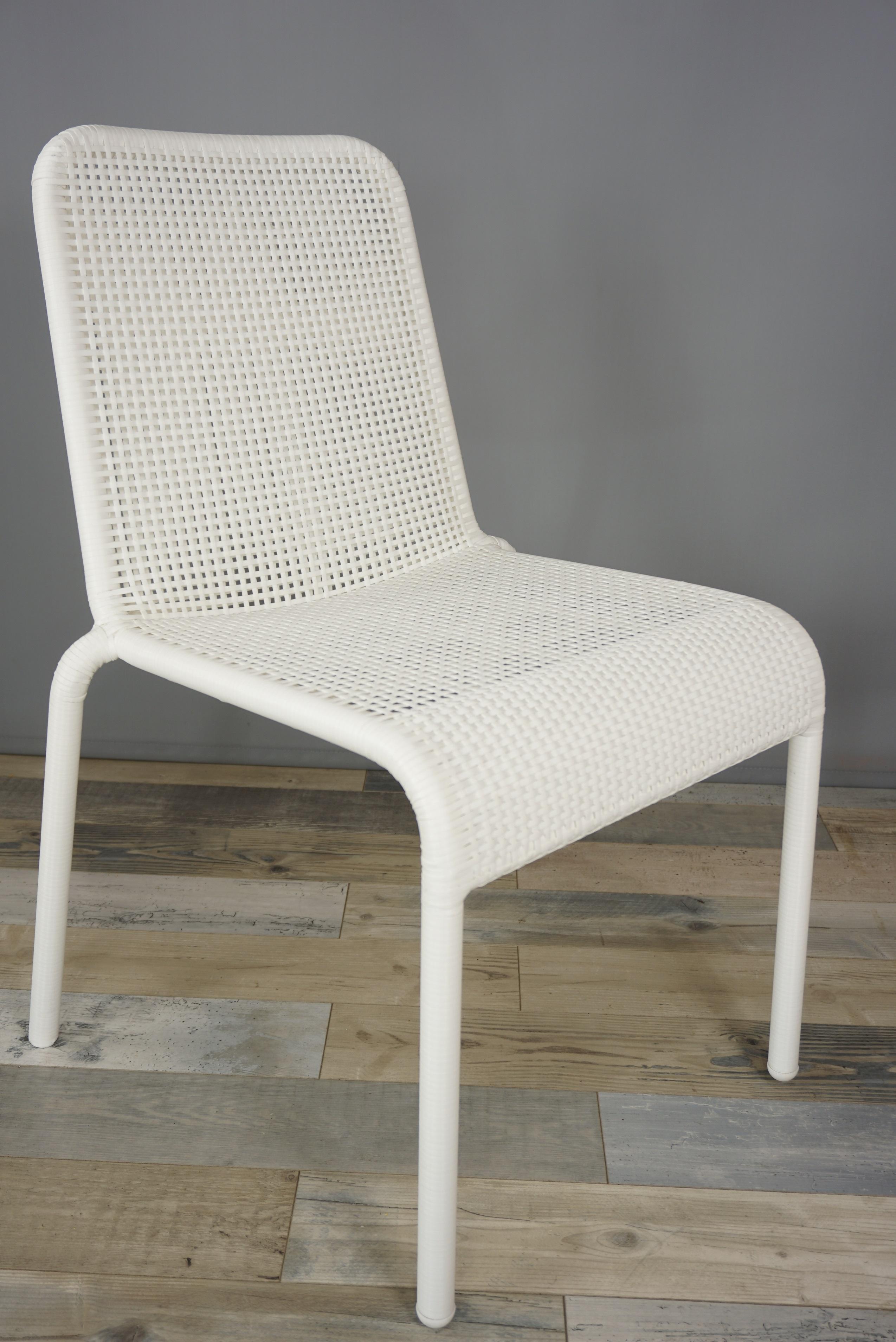 French Design White Braided Resin Chair 4