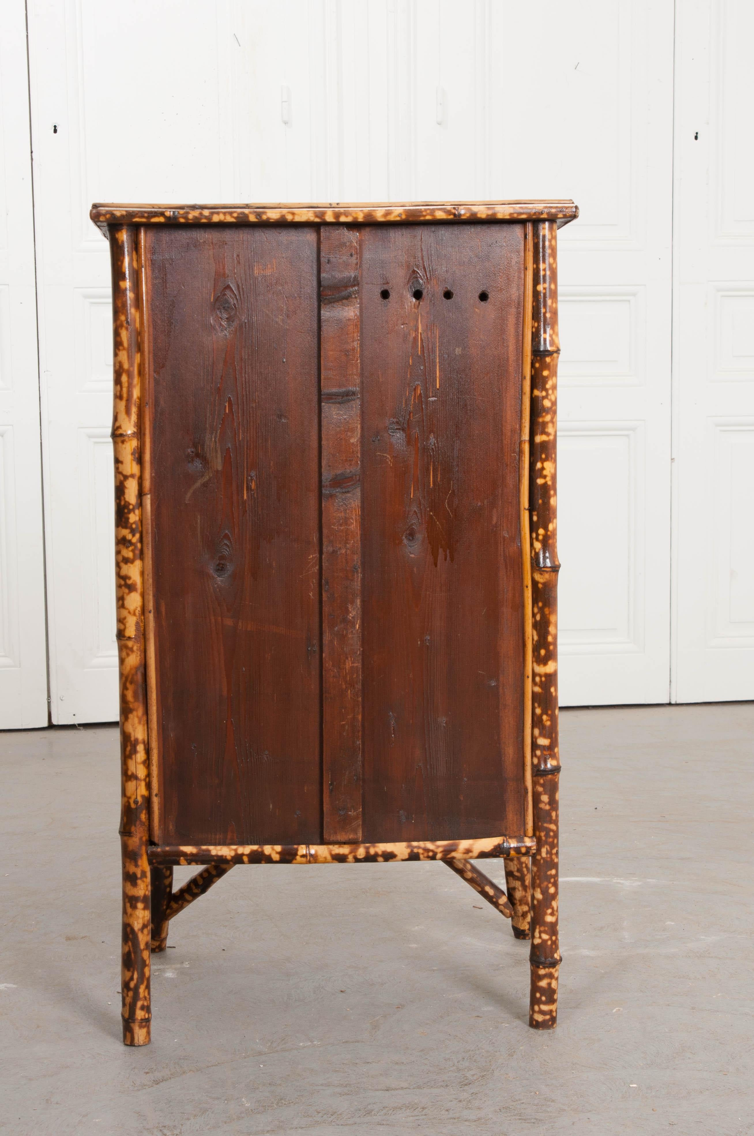 English 19th Century Découpage Moth Bamboo Cabinet 6
