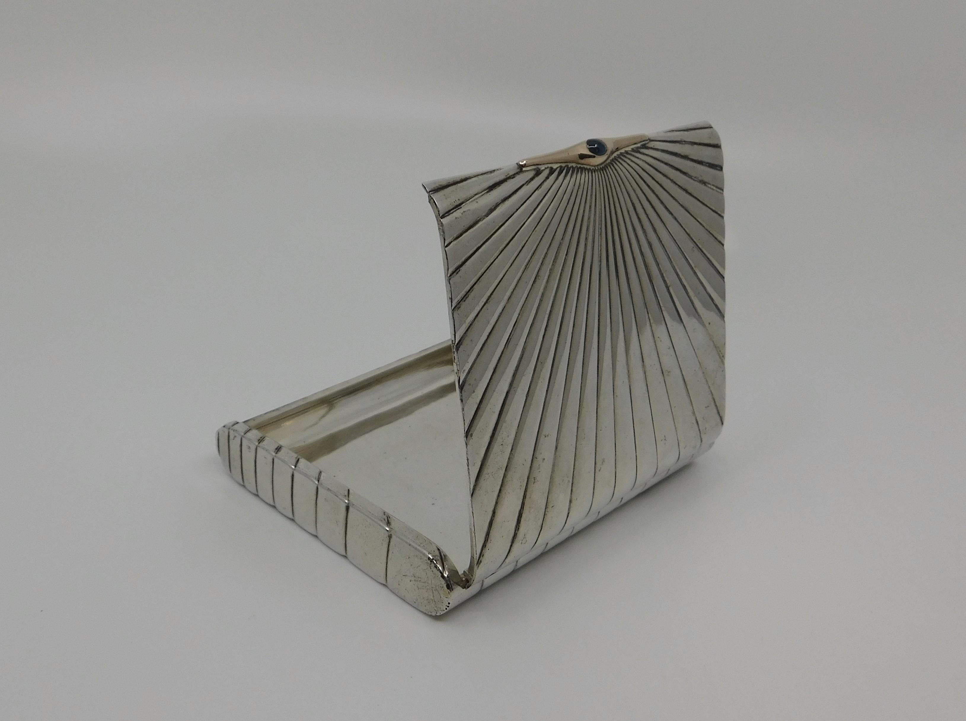 Silver Gold and Sapphire Art Deco Cigarette or Card Case 5