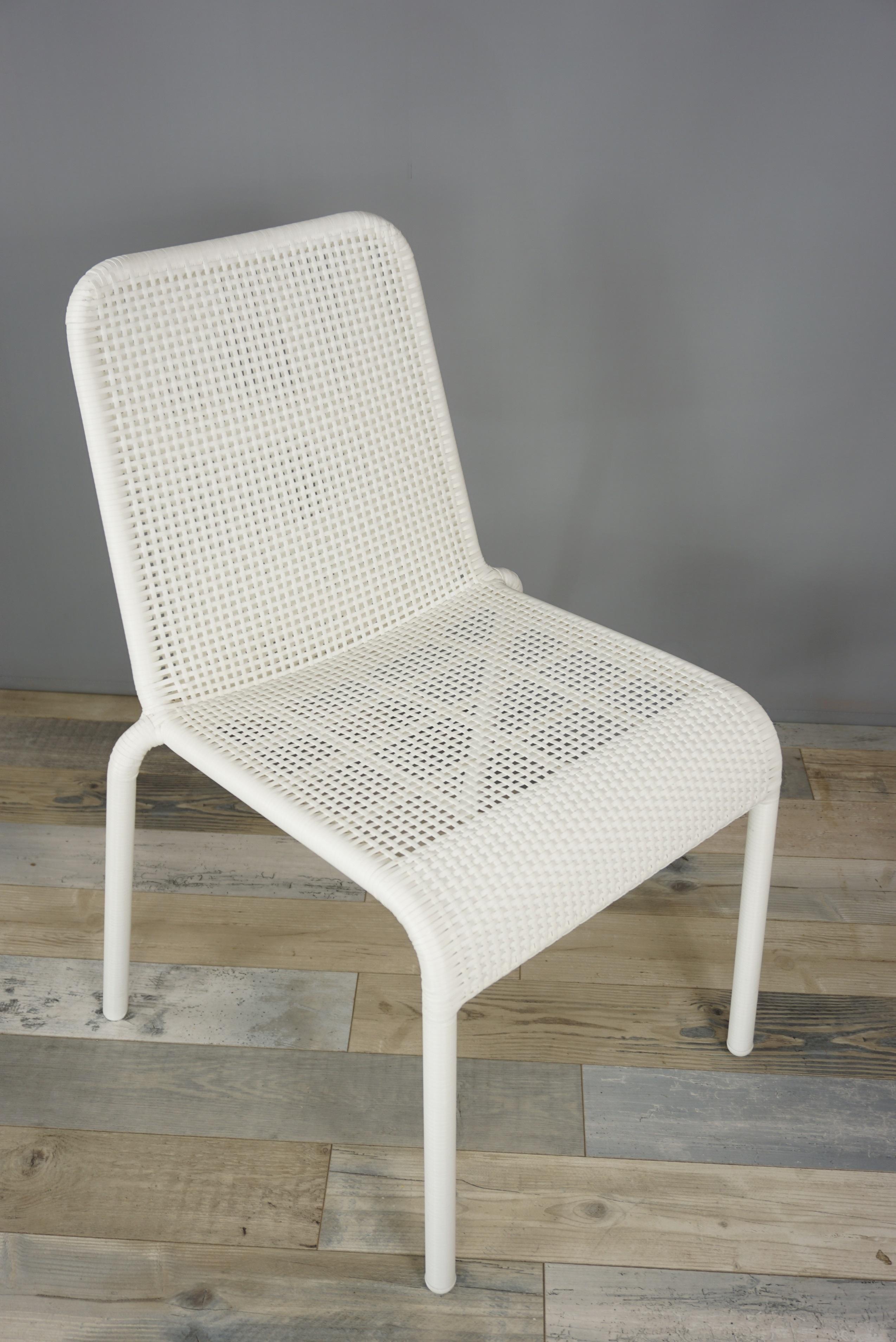 French Design White Braided Resin Chair 5