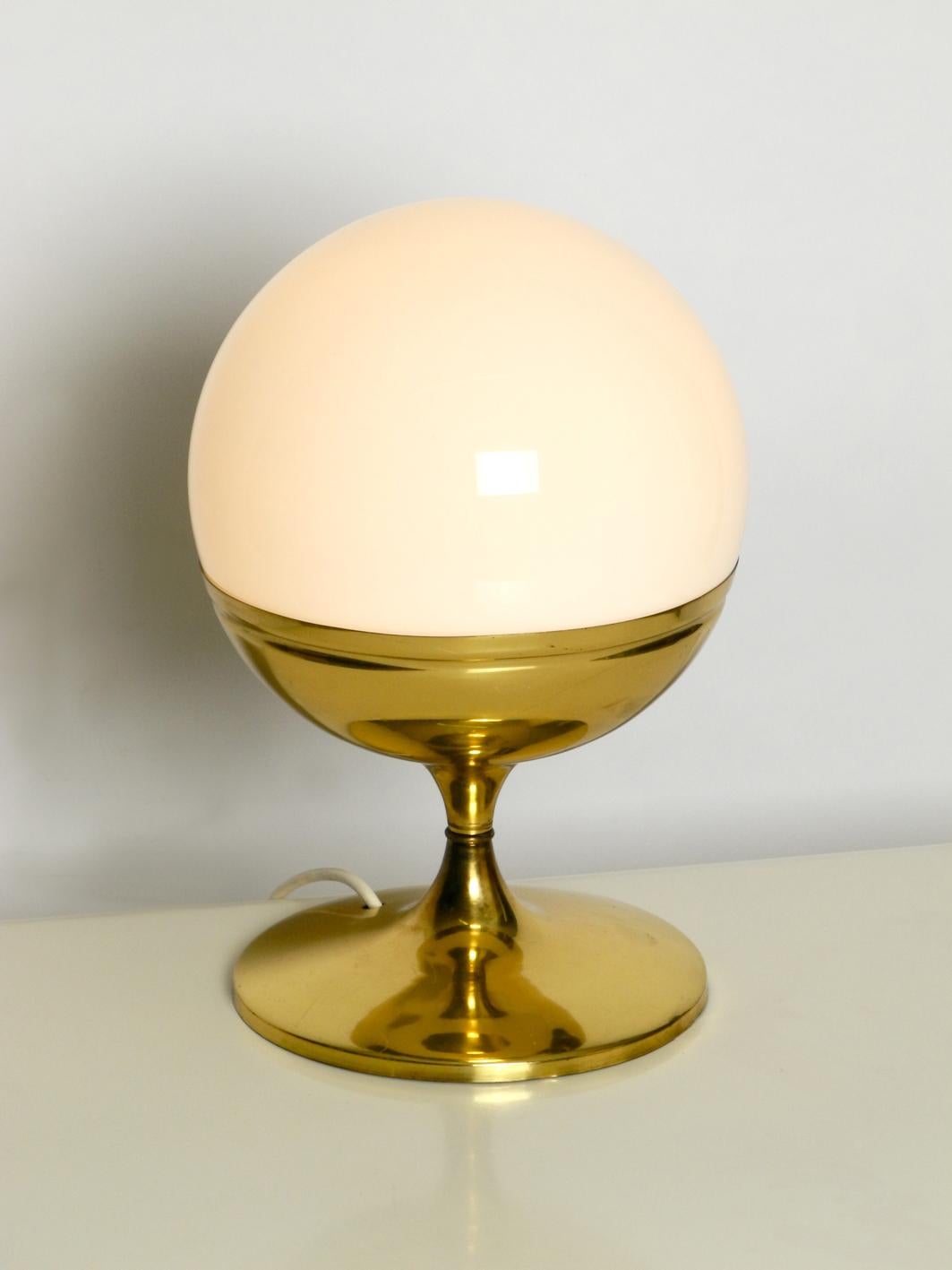 1960s Extra Large Brass Tulip Table Lamp with One Glass Ball Space Age Pop Art 3