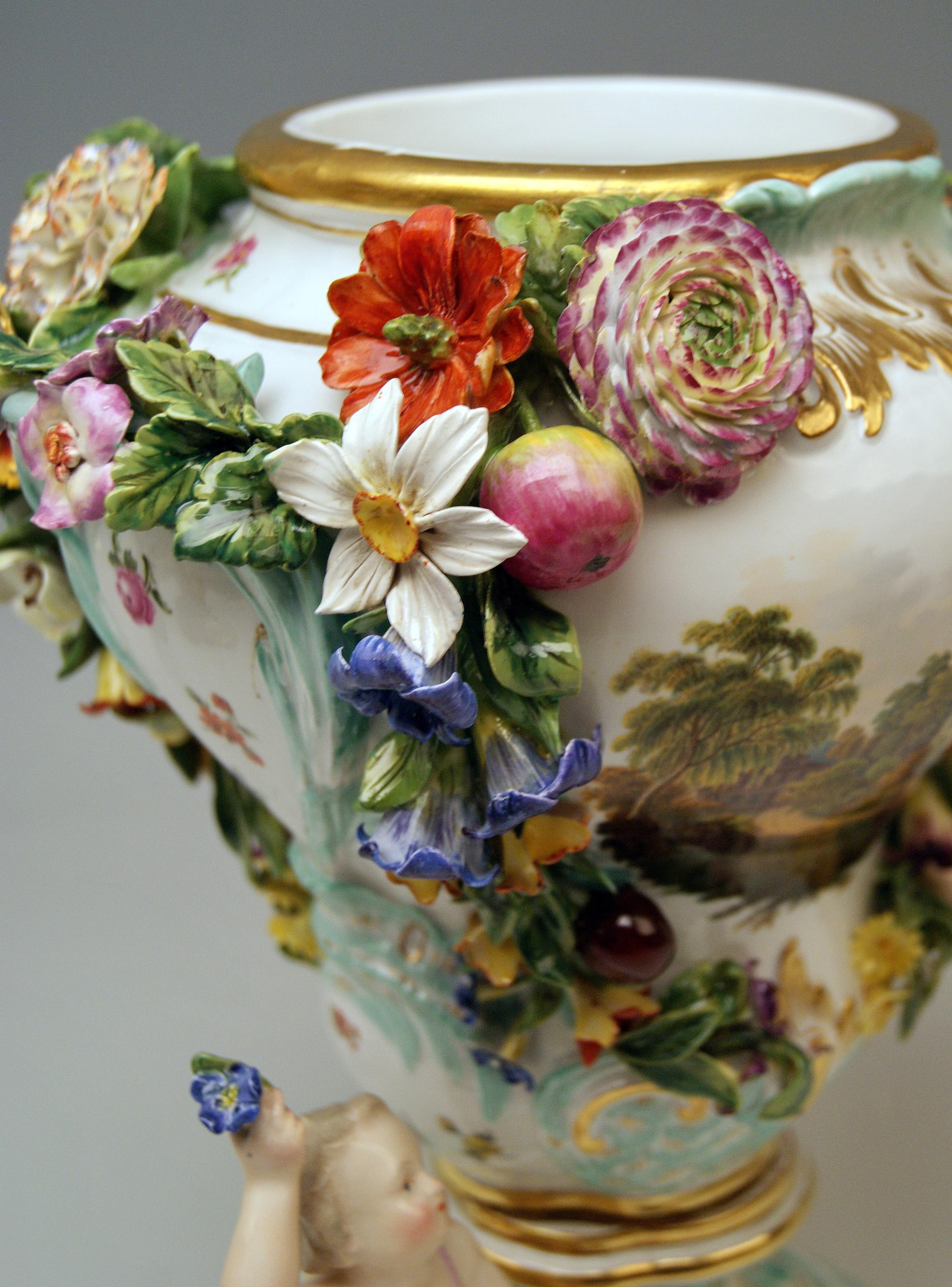 Meissen Zwei Potpourri Vasen 2707 Gemalte Bilder Putten Blumen Kaendler 1870 6