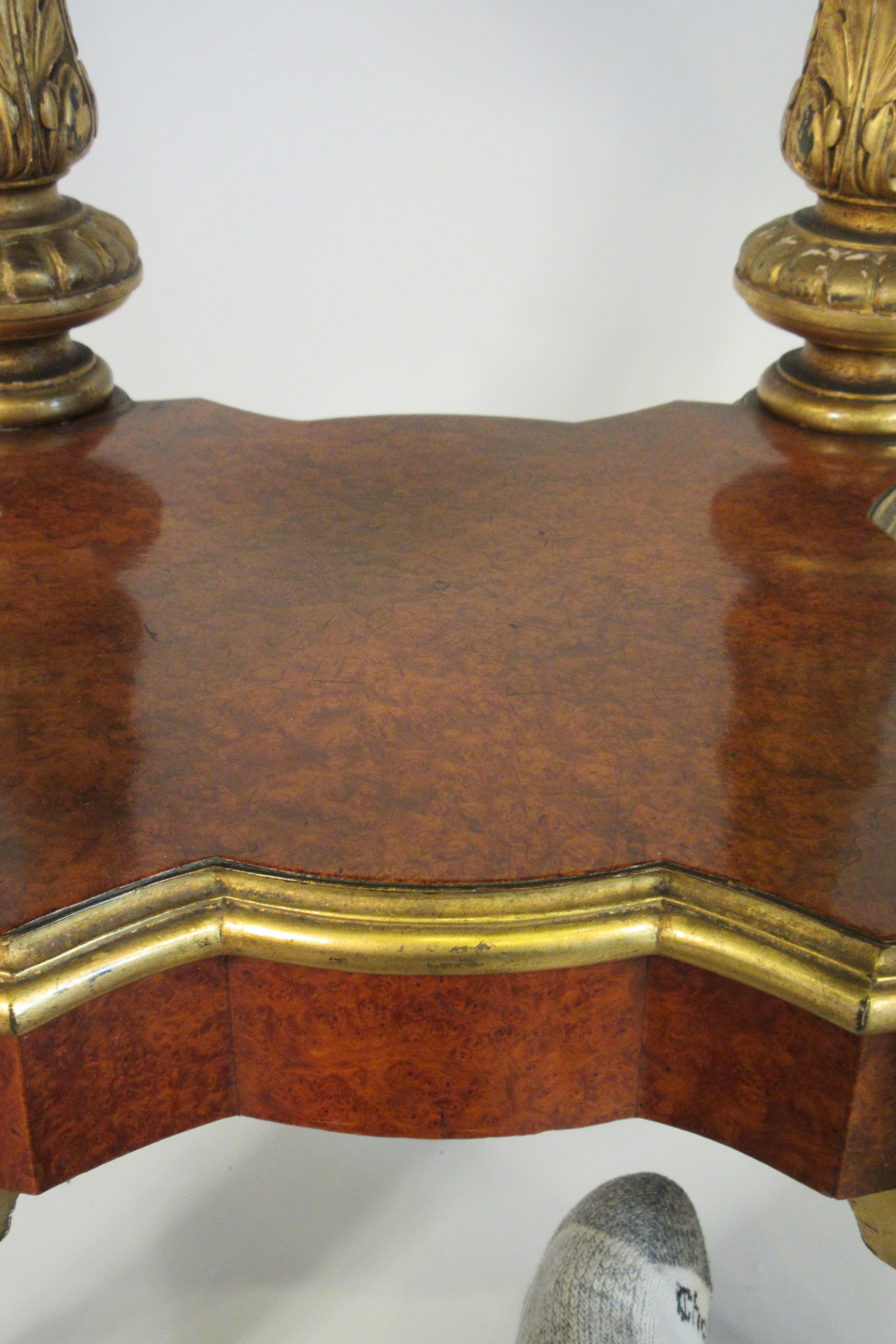 1880s French Gilt Carved Wood Table with Leather Top 9