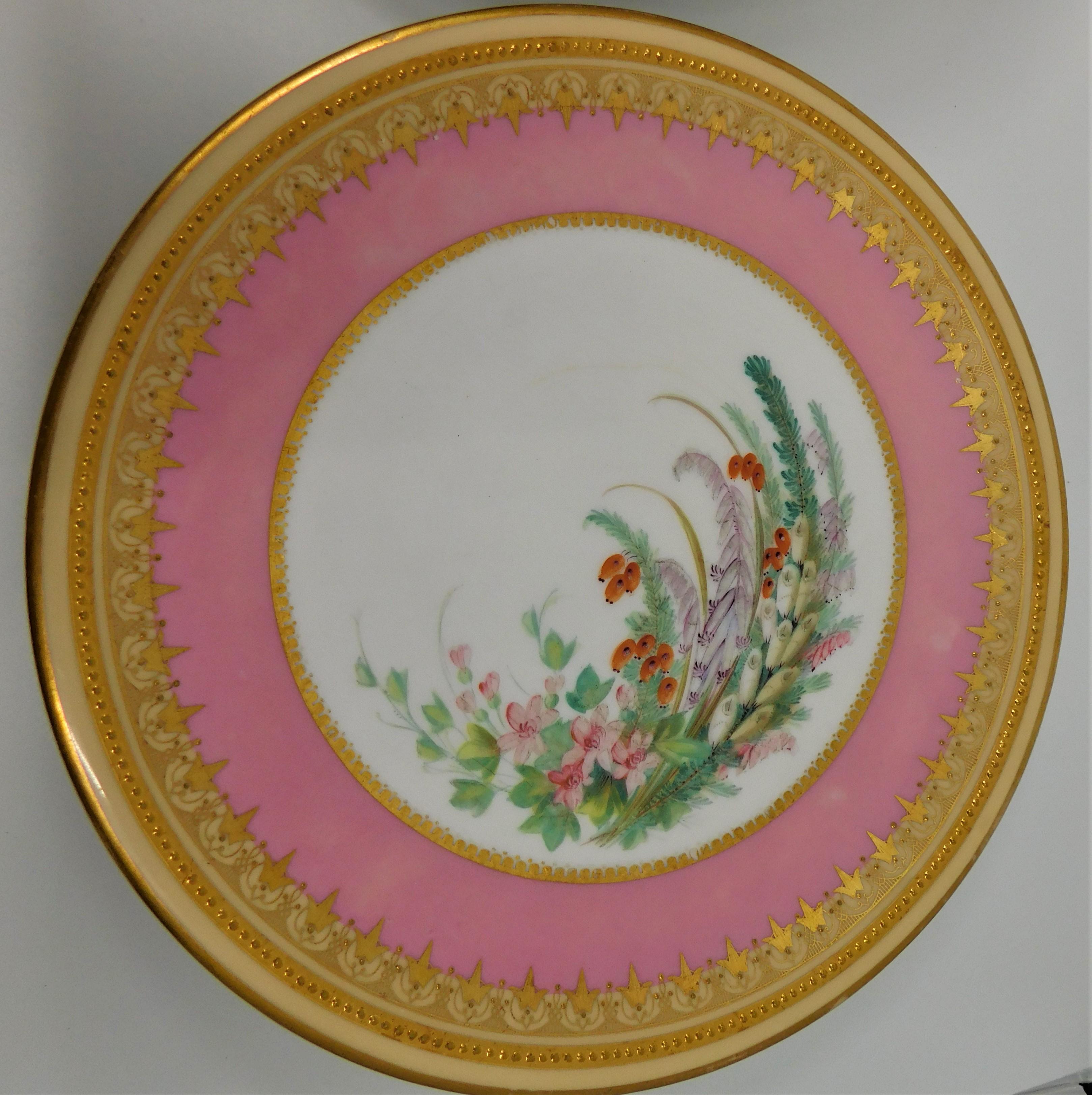 19th Century English Royal Worcester 11 Piece Hand-Painted Dessert Service Set 9