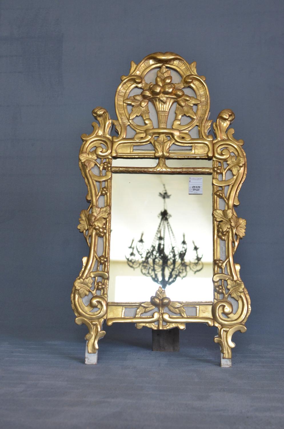 Rectangular Louis XV Gold Mirror in Wood and French Chalk, 1780 For Sale 9