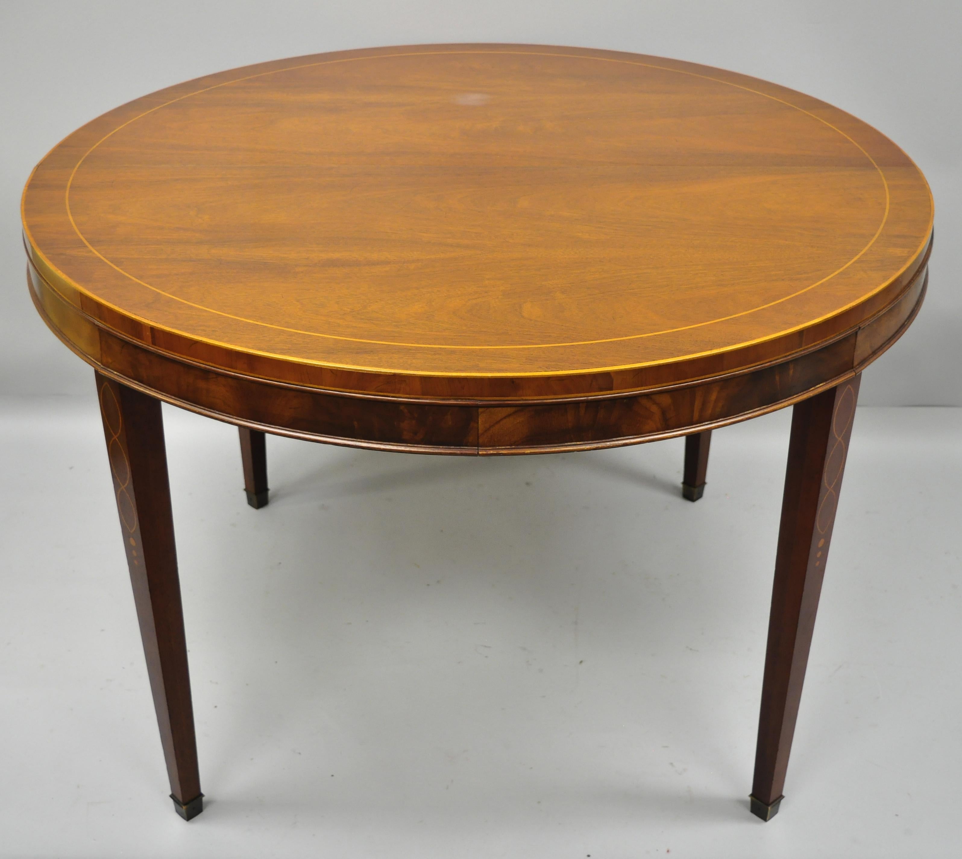 Drexel Wallace Nutting Round Flame Mahogany Inlaid Dining Room Table 7