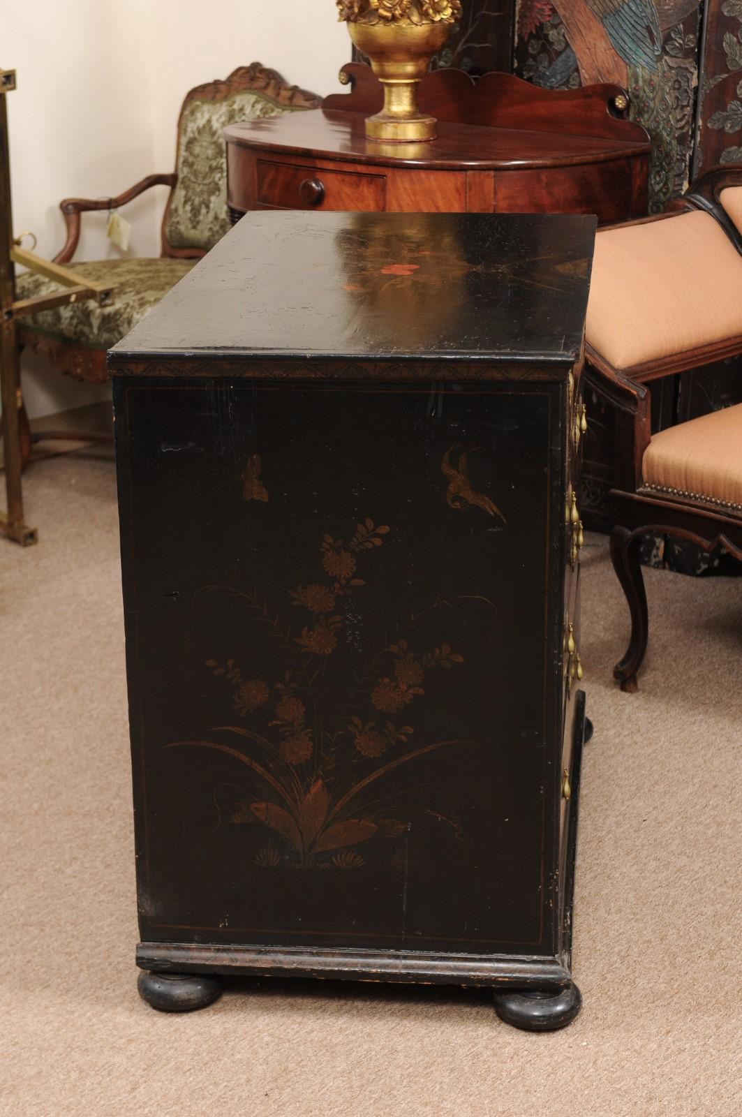 18th Century Chinoiserie Black Painted Chest, England 8