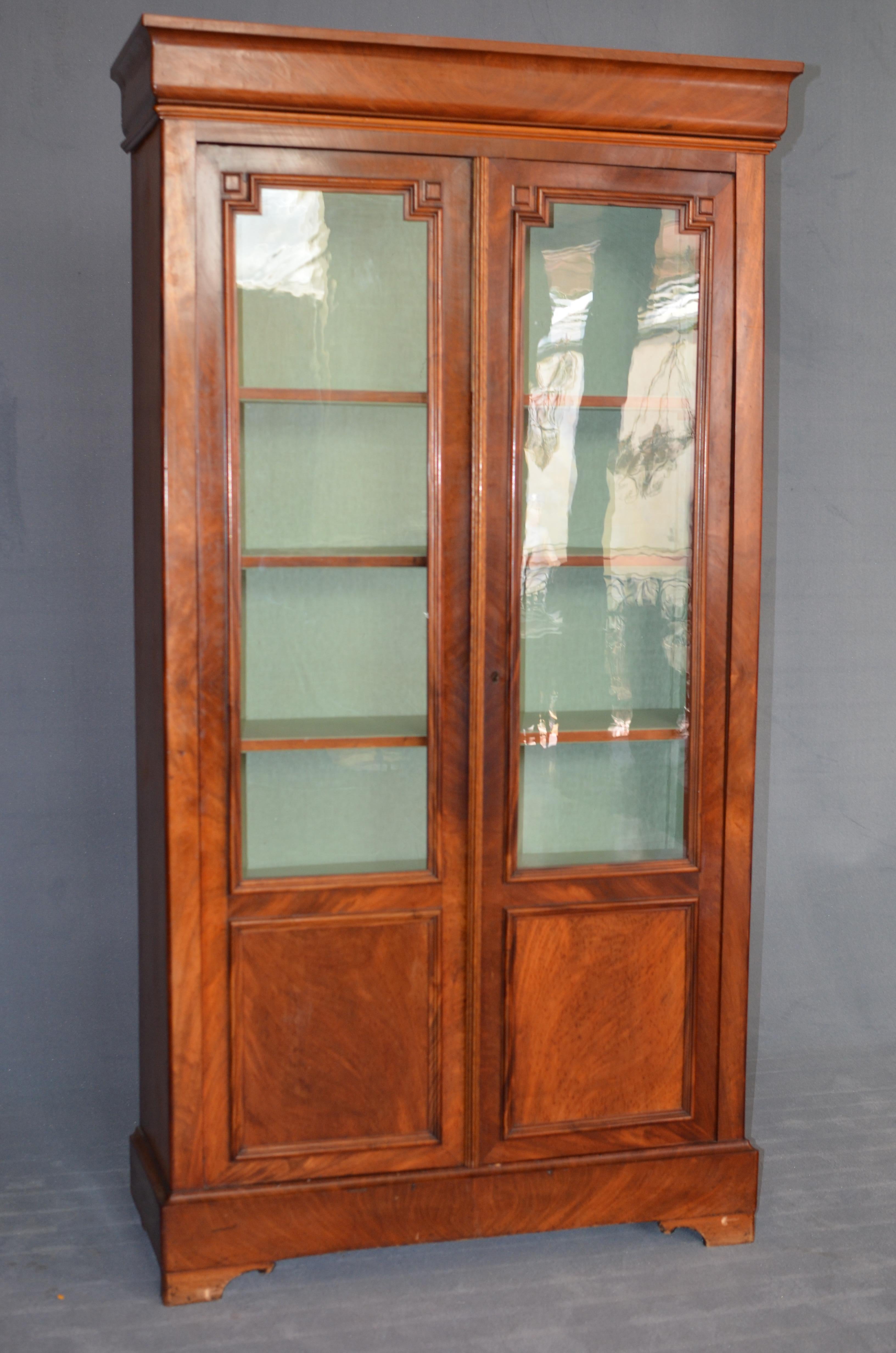 19th Century Rectangular French Bookcase in Louis Philippe Style, Walnut, 1950s For Sale 15