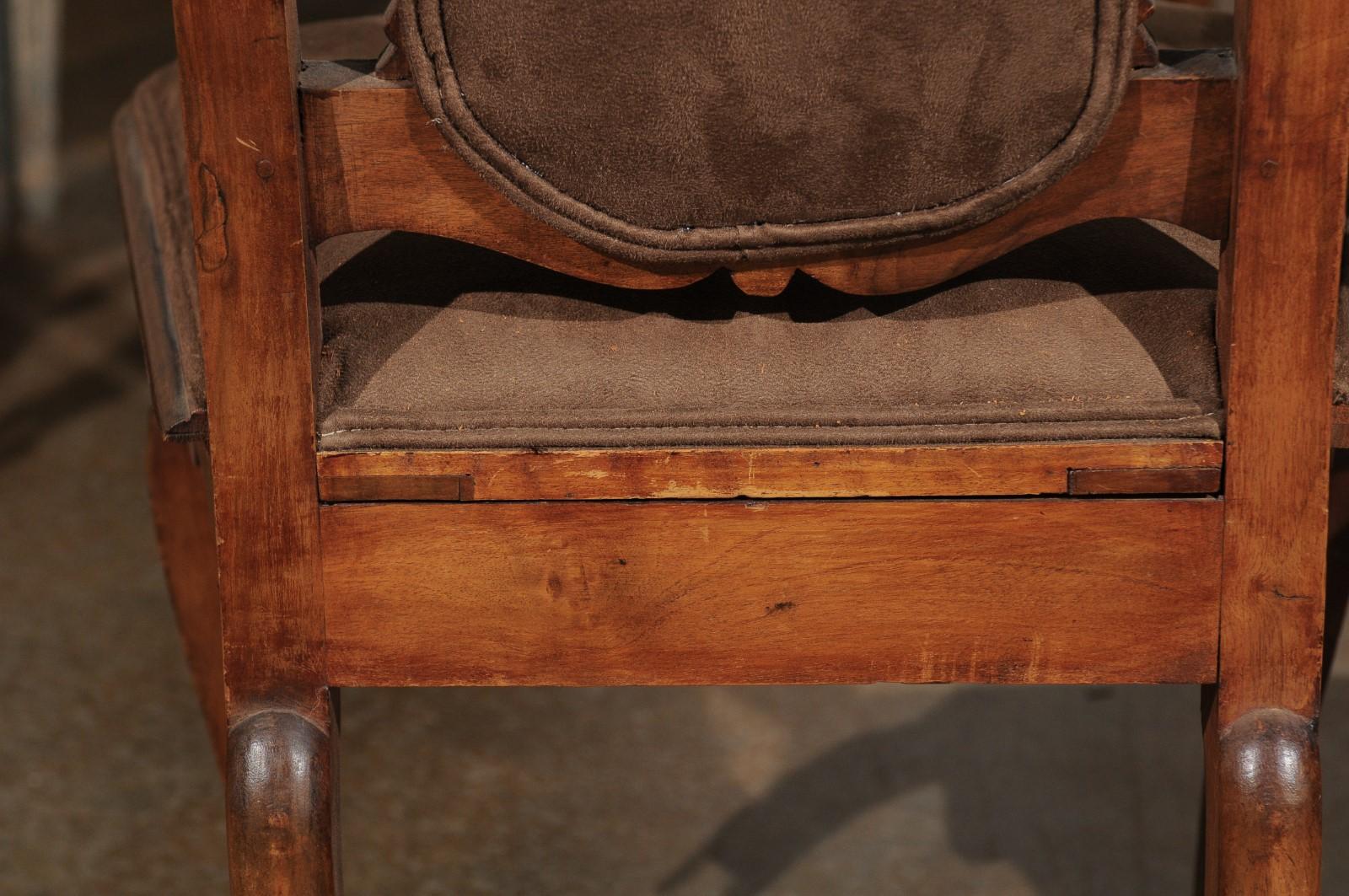 Italian 18th Century Roman Rococo Dining Room Side Chairs with Suede Upholstery 12