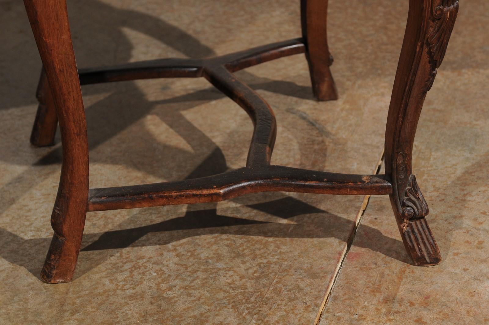 Italian 18th Century Roman Rococo Dining Room Side Chairs with Suede Upholstery 13
