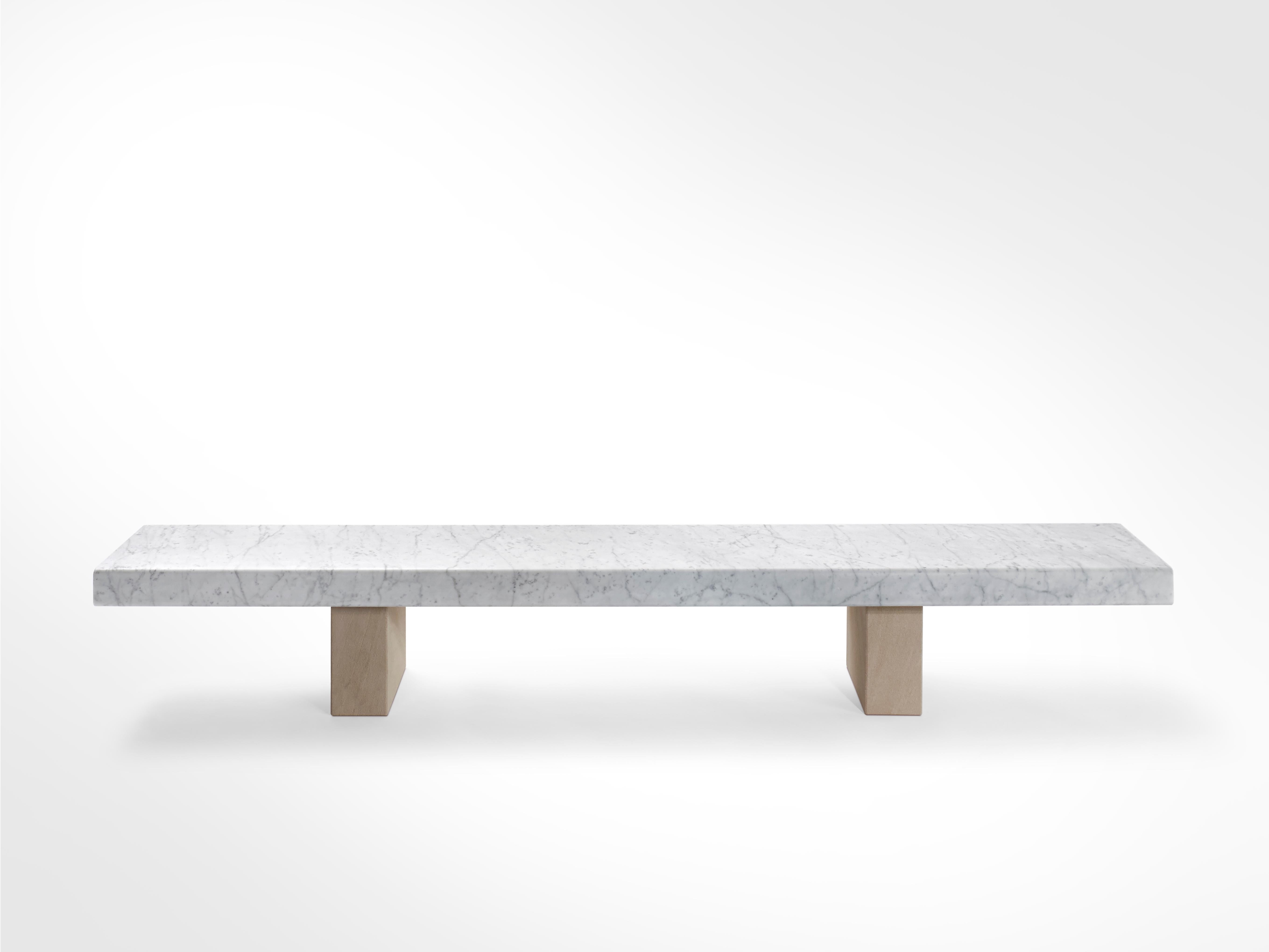 Salvatori Span Outdoor Bench in Bianco Carrara and Avana by John Pawson For Sale