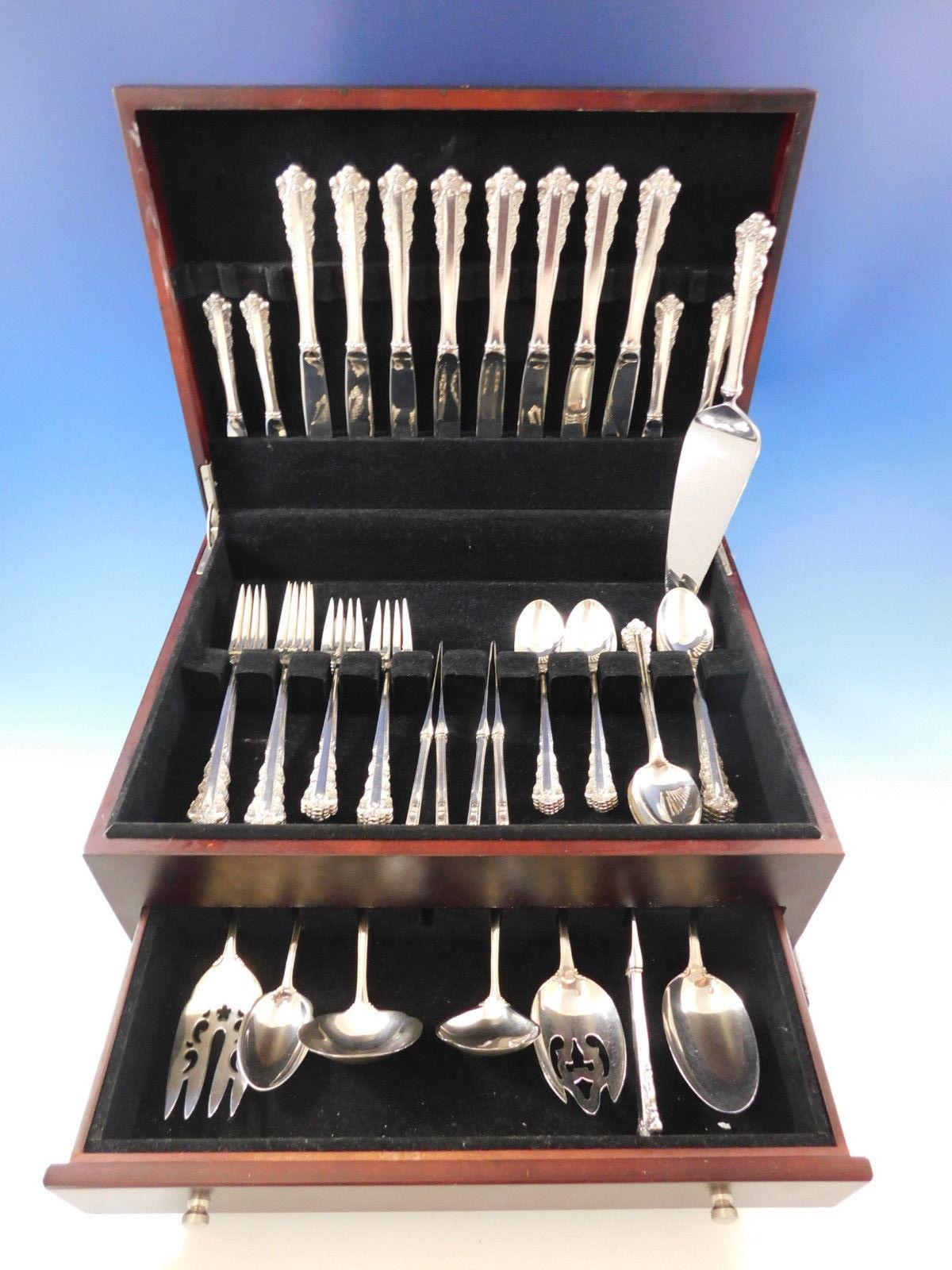Belle Meade by Lunt sterling silver flatware set of 56 pieces. This set includes:

12 knives, 9 1/8
