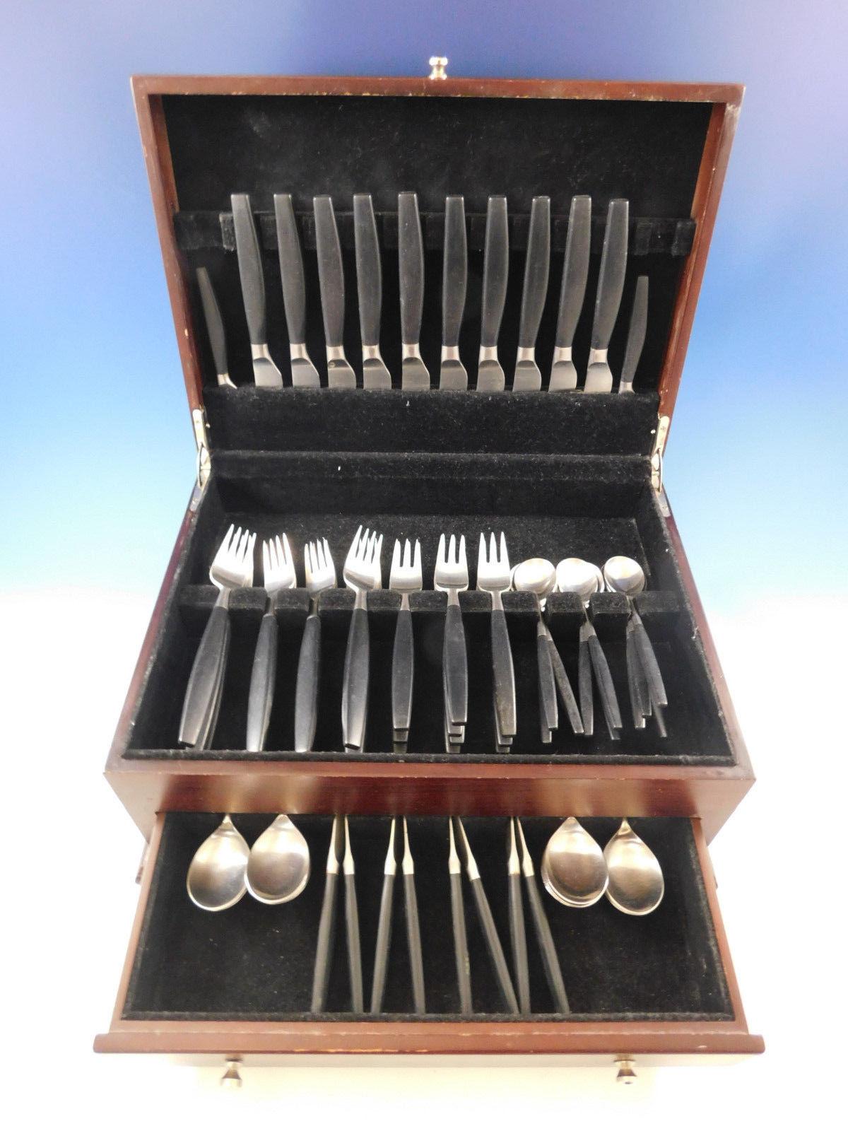 Lion-Black by Hackman Finland stainless steel flatware set, 60 pieces. This scarce set includes:

10 knives, 8