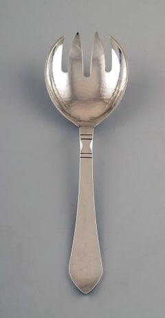Georg Jensen, Continental Salad Set in Full Silver, Silverware, Hand-Hammered