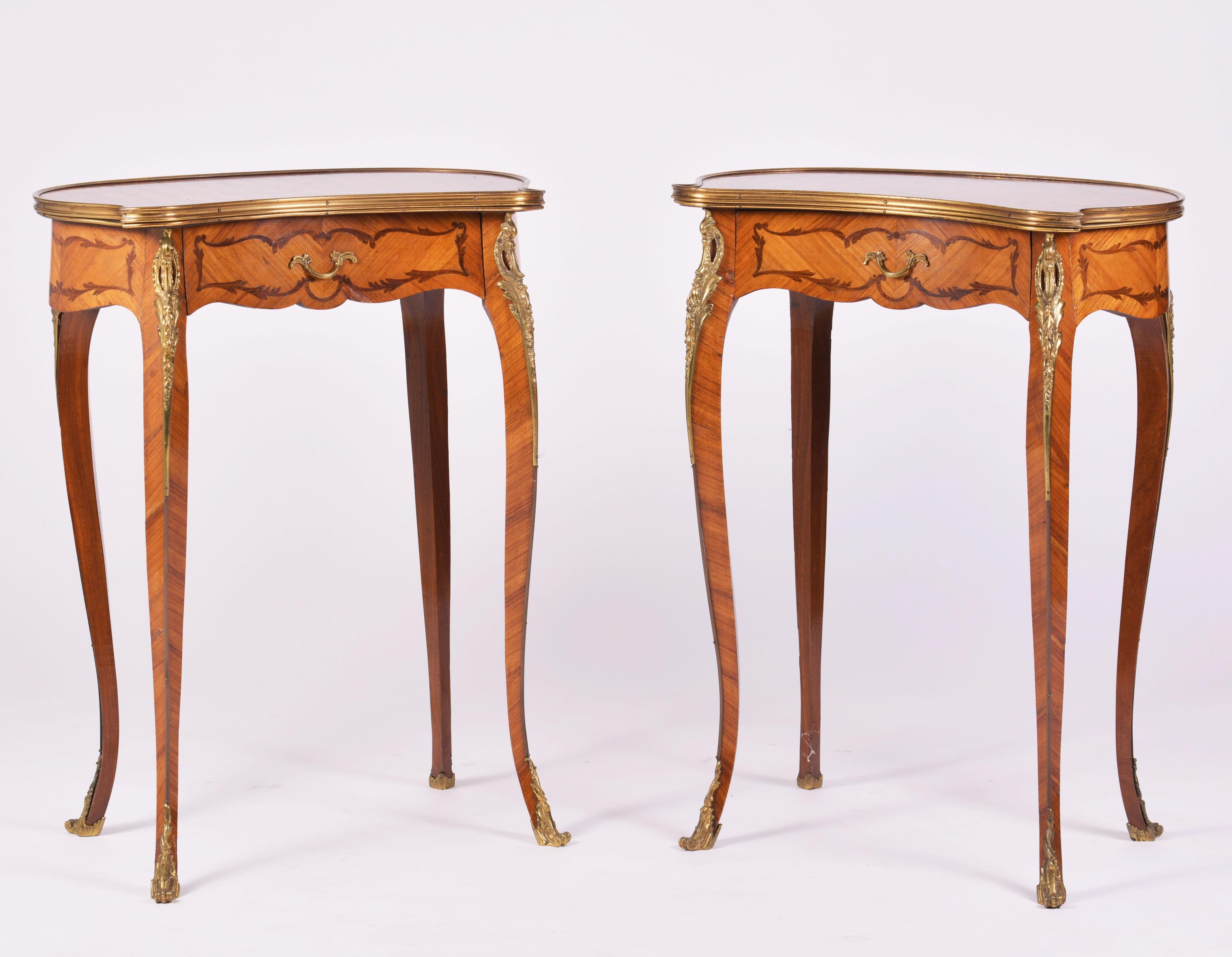 Pair of French Kidney Shaped Side Tables at 1stDibs
