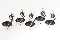 Moderne Danish Enamel and Sterling Salt and Pepper Sets by Meka