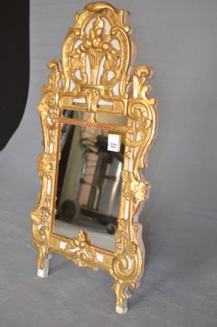 Rectangular Louis XV Gold Mirror in Wood and French Chalk, 1780