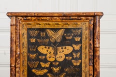 English 19th Century Découpage Moth Bamboo Cabinet