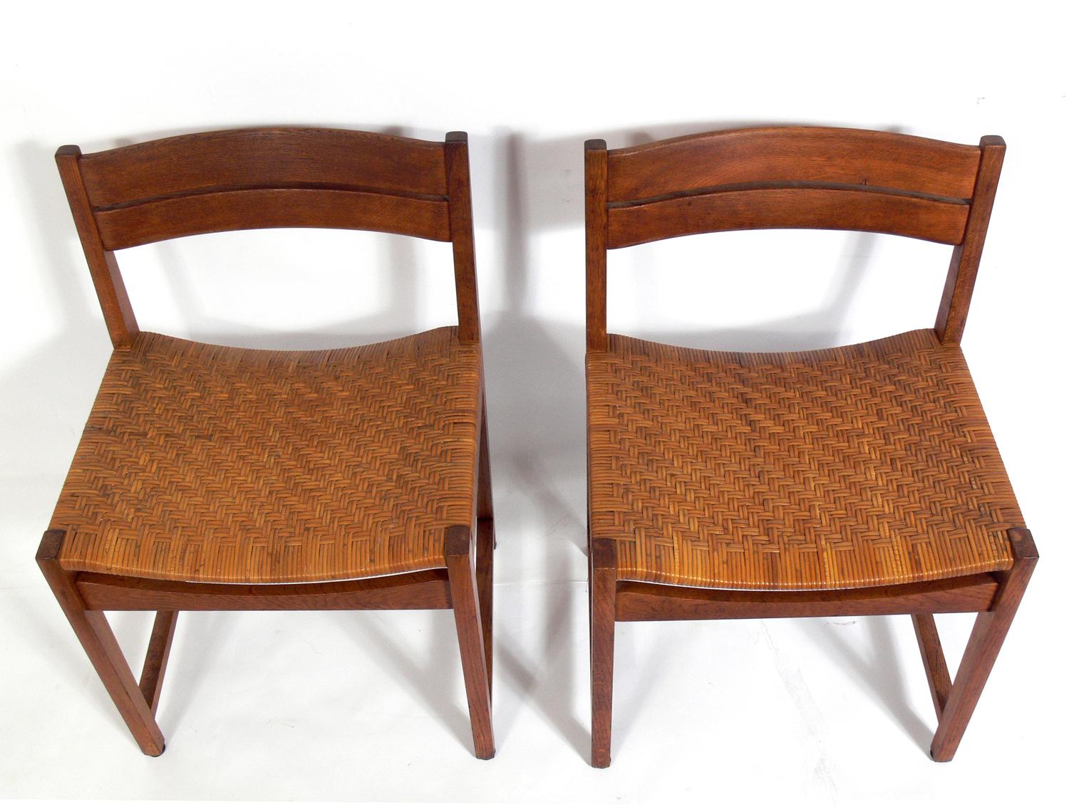 Set of four Danish modern teak and caned dining chairs, designed by Peter Hvidt & Olga Mølgaard-Nielsen, Denmark, circa 1960s. They have been cleaned and Danish oiled.