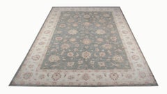 Light Olive Green Gray Oriental Rug, Ziegler Style Large Living room Rugs