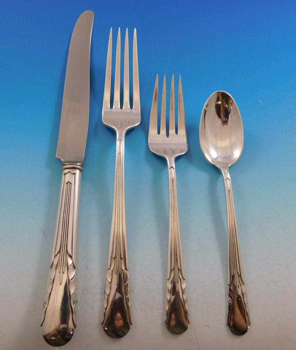 Orchid by International Sterling Silver Flatware Set for 8 Service 76 Pcs Dinner In Excellent Condition In Big Bend, WI