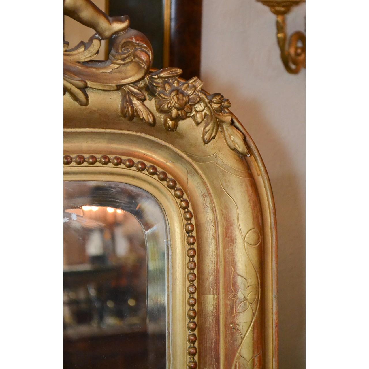 Beveled 19th Century French Louis Philippe Cherubic Mirror