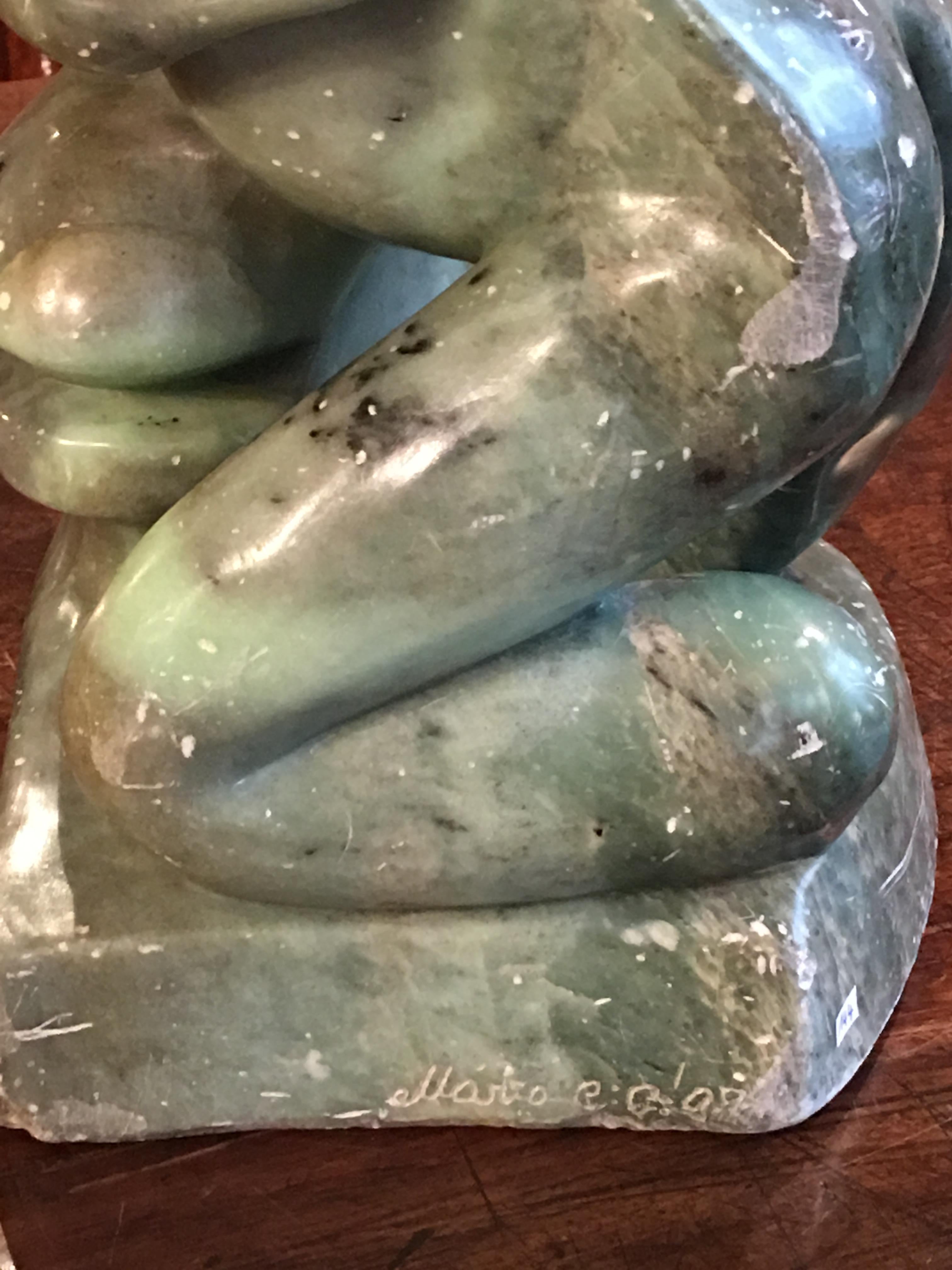 Green Marble Sculpture by Mario C G In Good Condition For Sale In Paris, FR