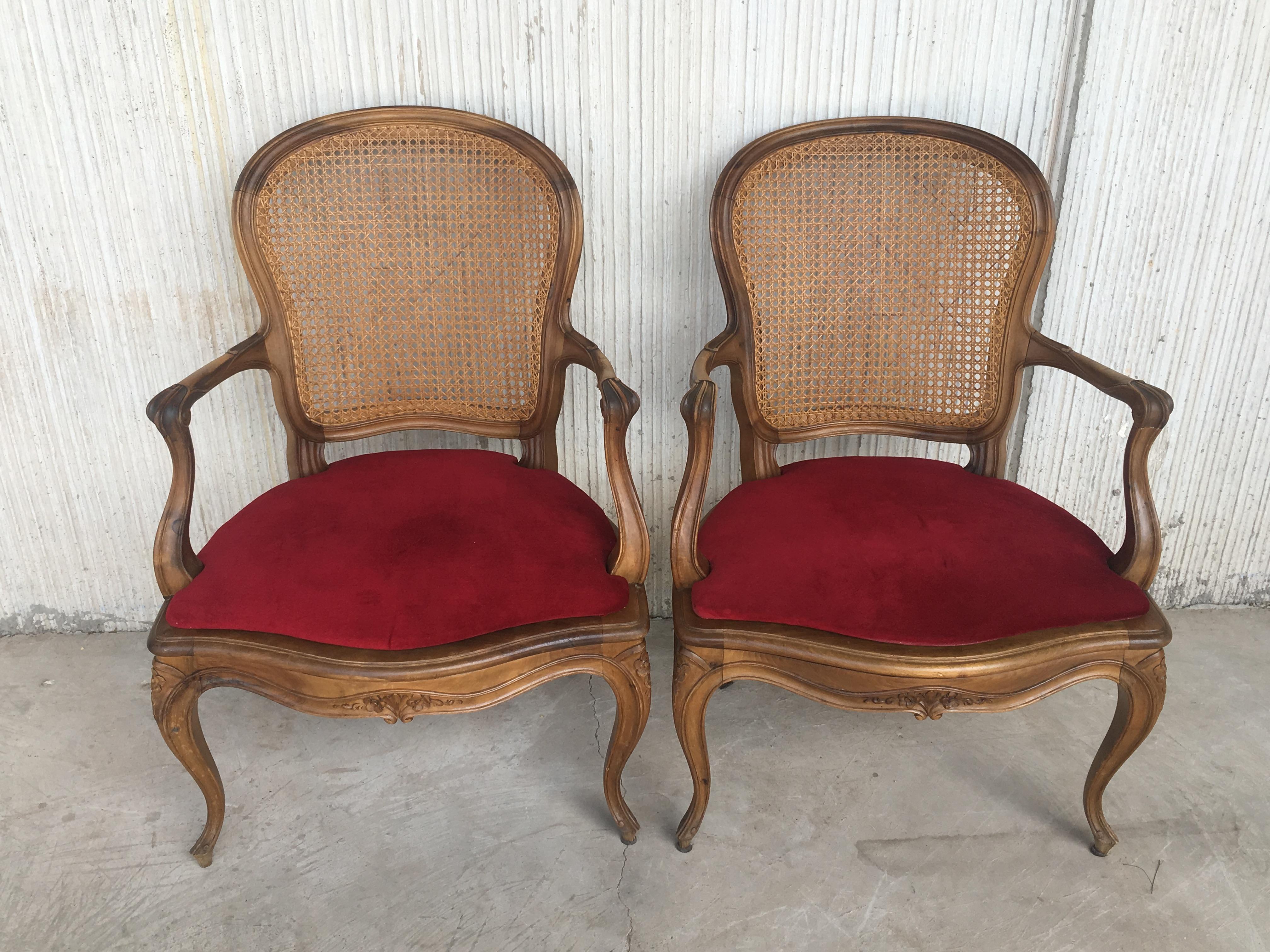 French 18th Louis XV Cane Back and Seat Fauteuil Armchair.