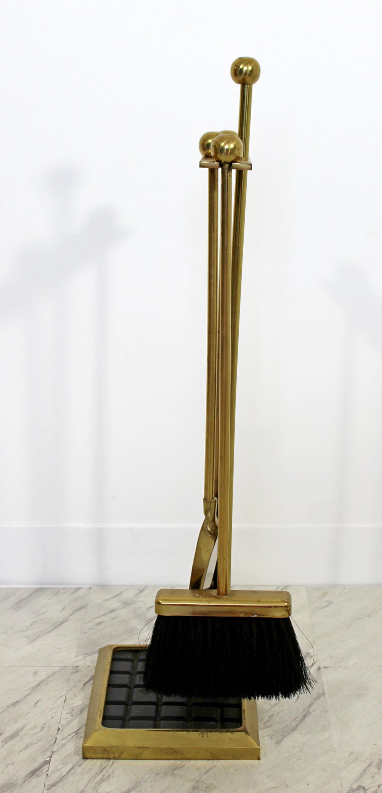 MidCentury Modern Brass Set of Fireplace Tools 1960s Shovel Poker