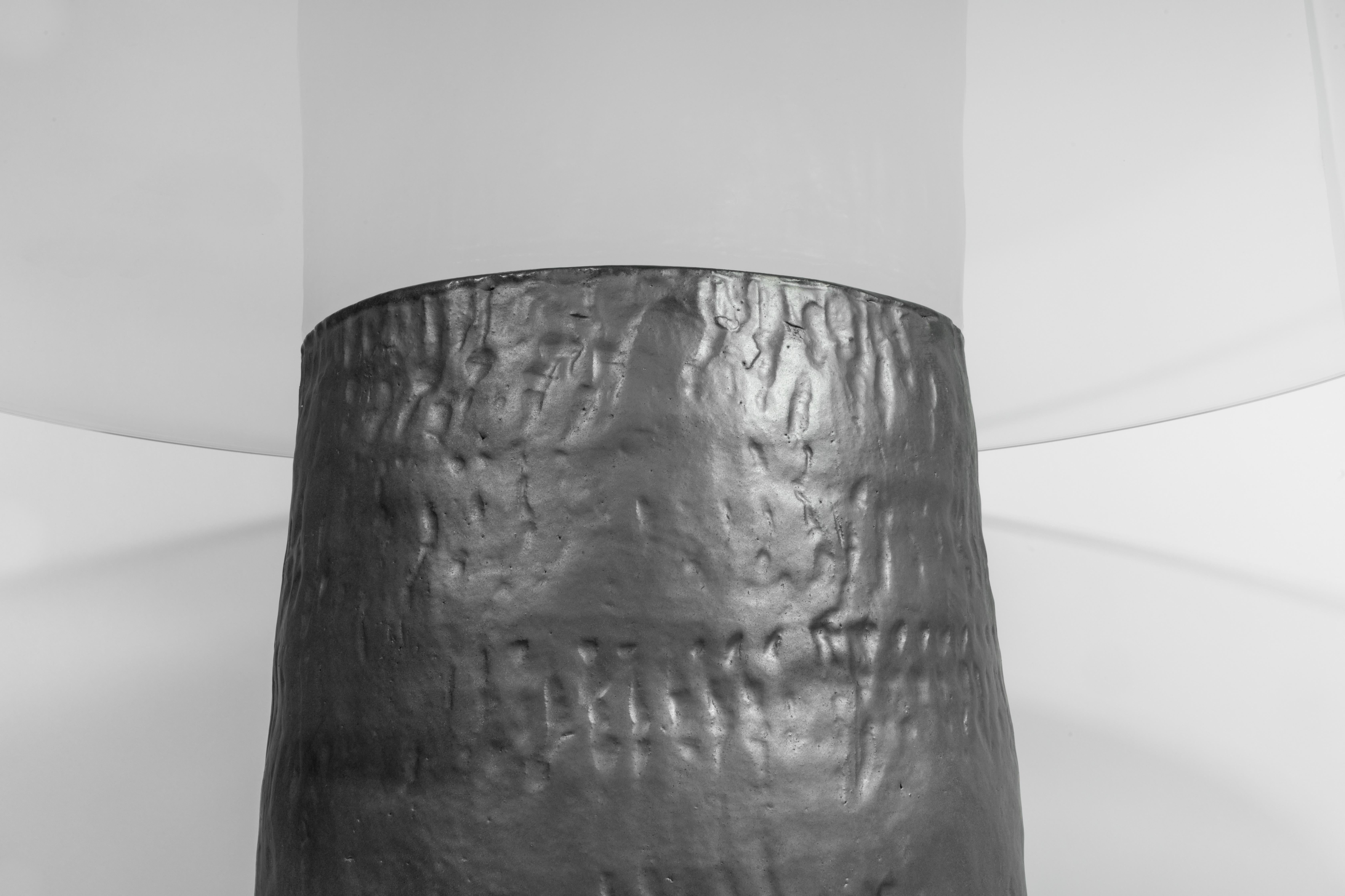 Minimalist Jonathan Nesci w/ Robert Pulley Ceramic Dining Table Black Coppered Glaze 18/20