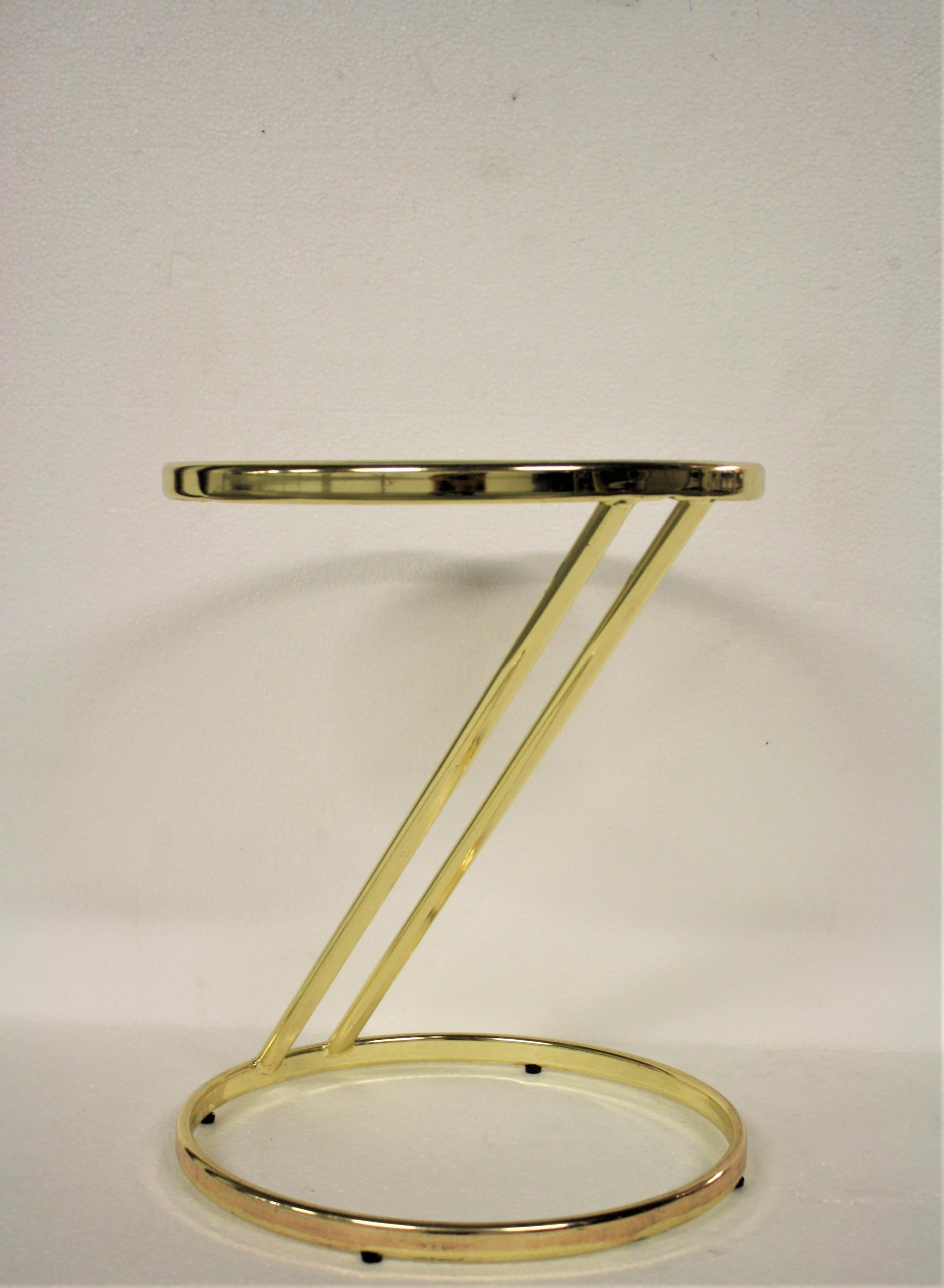 Hollywood Regency Vintage Brass Z-Shaped Side Table, 1970s