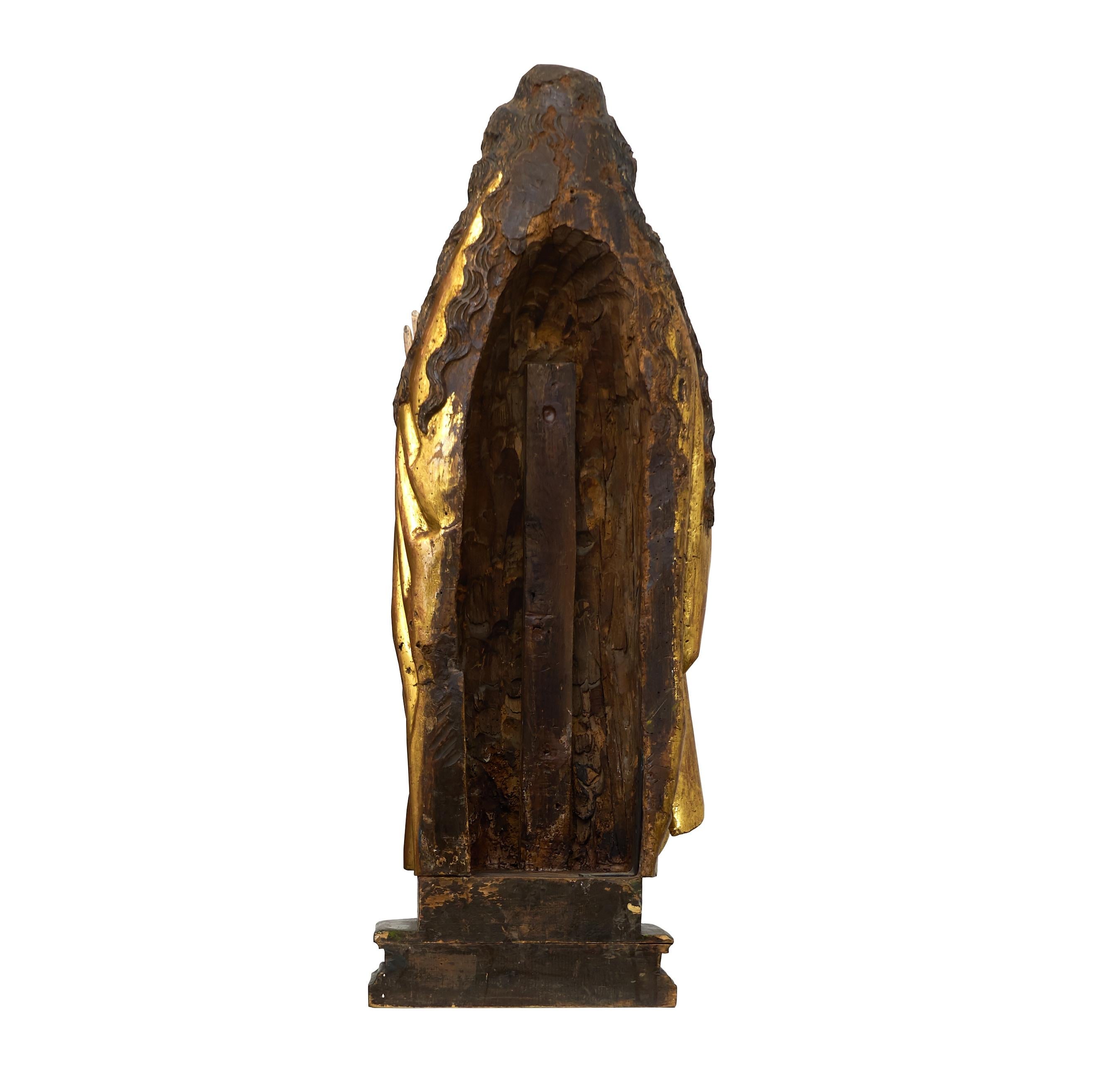 Polychromed Gothic Polychrome Limewood Group of the Virgin and Child For Sale