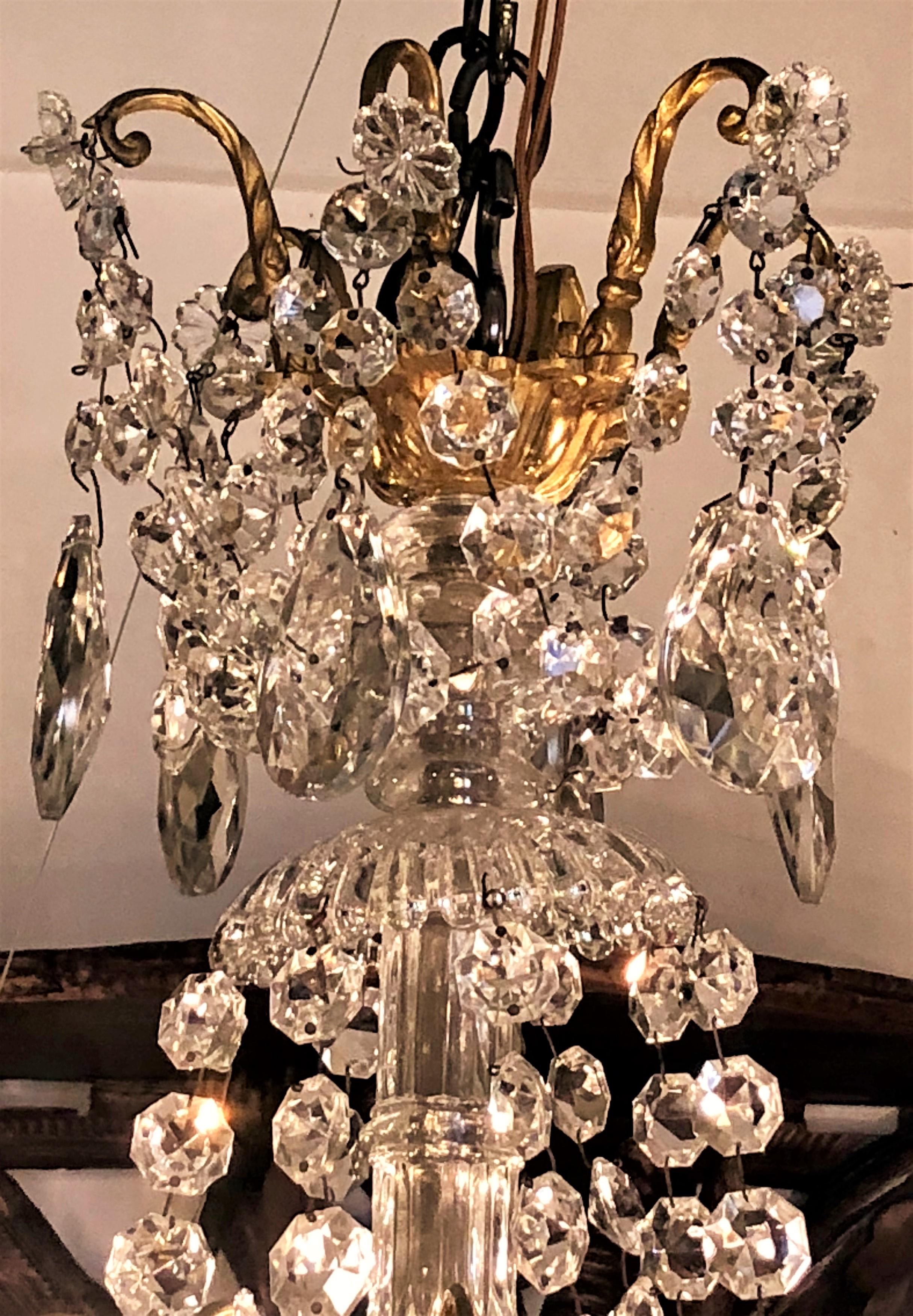 Estate French Bronze Doré and Crystal 8-Light Chandelier, circa 1940-1950 In Excellent Condition In New Orleans, LA