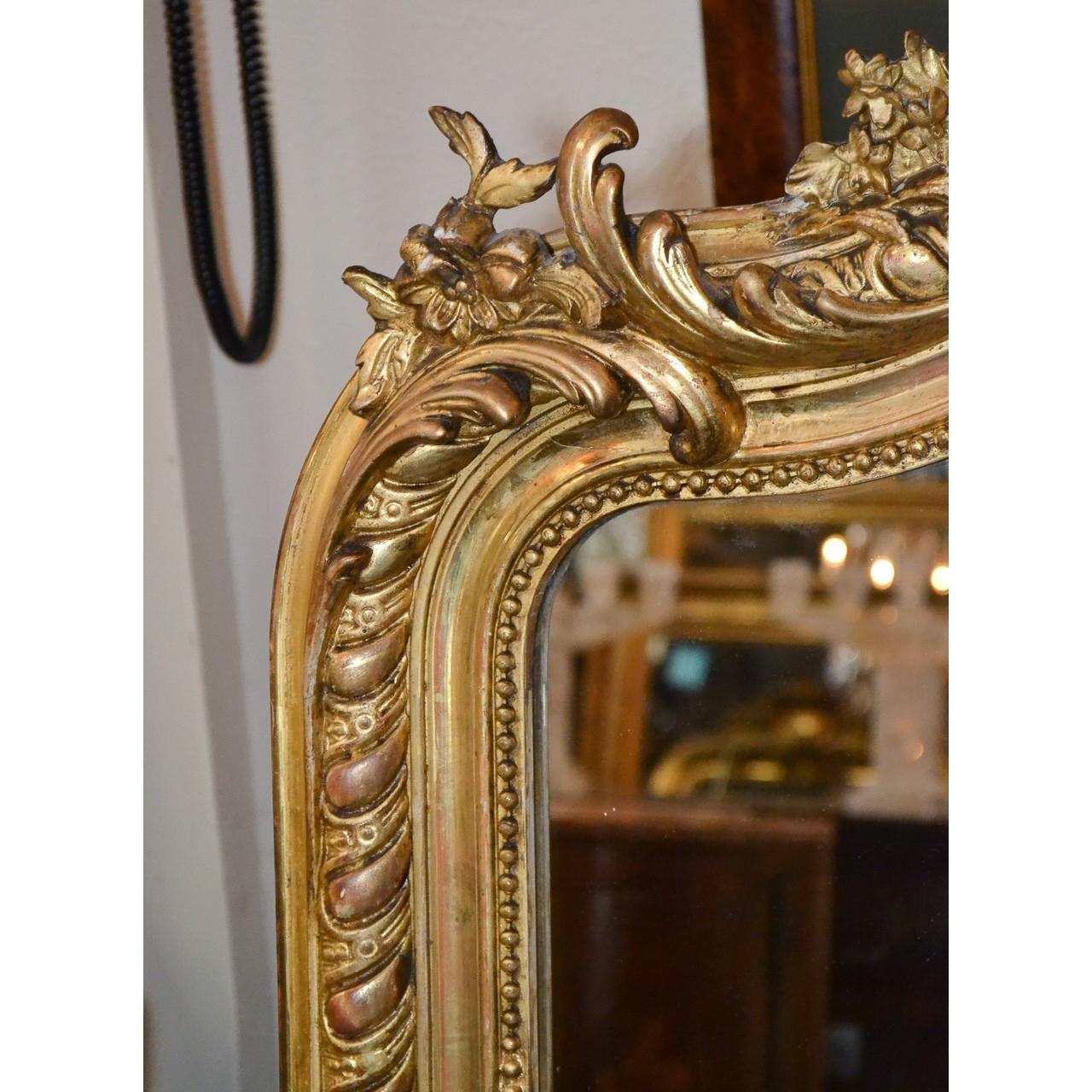 19th Century French Louis XVI Giltwood Mirror In Good Condition In Dallas, TX