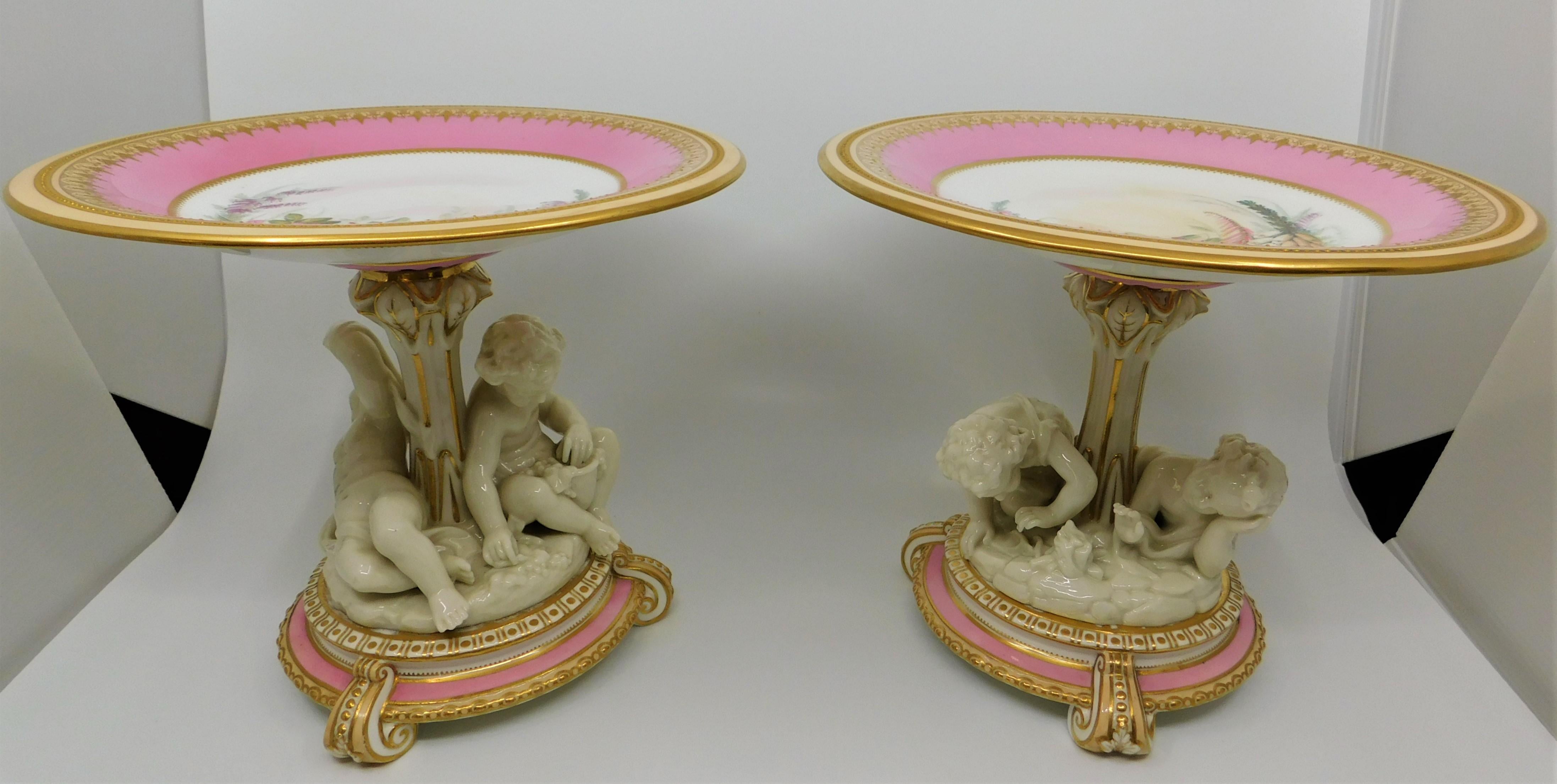 Porcelain 19th Century English Royal Worcester 11 Piece Hand-Painted Dessert Service Set