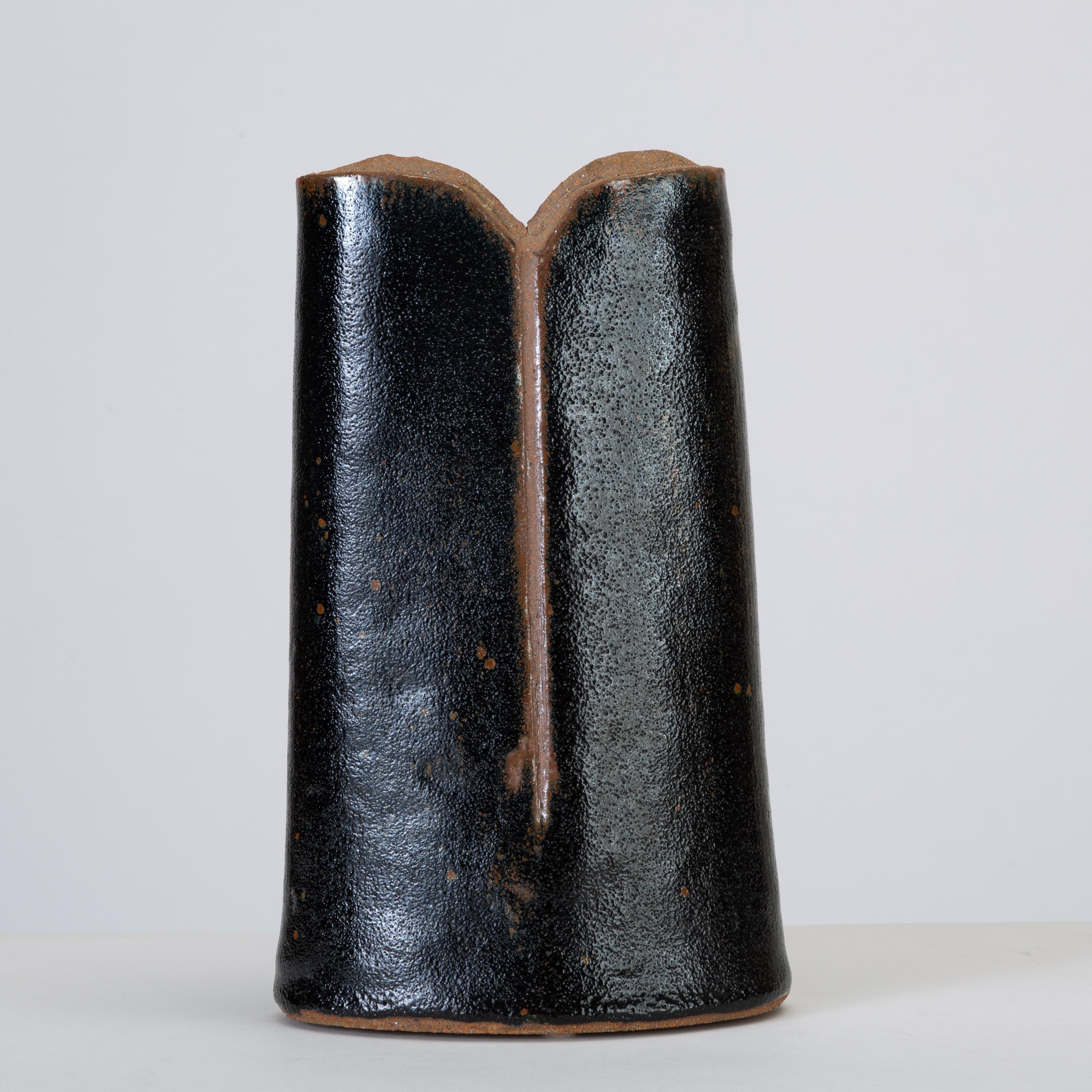 Organic Modern “Tuxedo” Glazed Studio Pottery Vase
