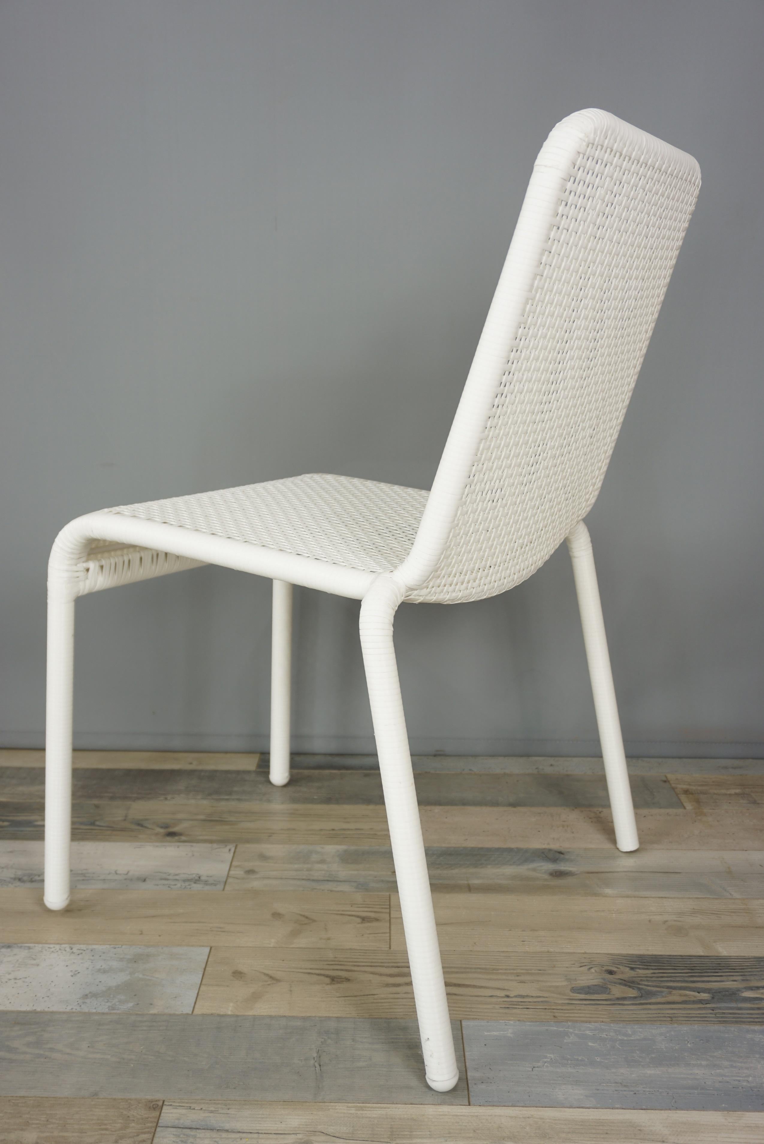 Mid-Century Modern French Design White Braided Resin Chair