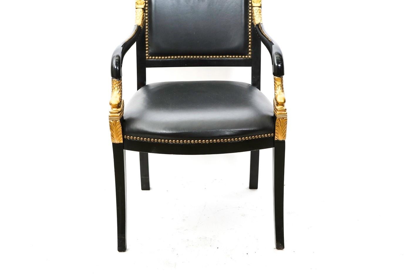 Pair of Empire Lacquered Fauteuils In Good Condition For Sale In Dallas, TX
