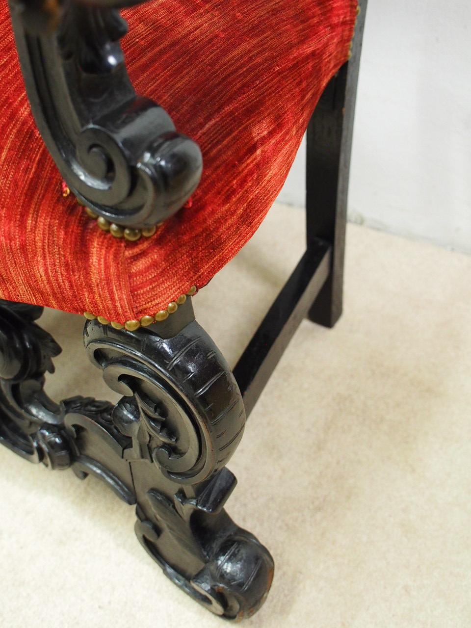 Pair of Italian 19th Century Ebonised Armchairs In Good Condition For Sale In Edinburgh, GB