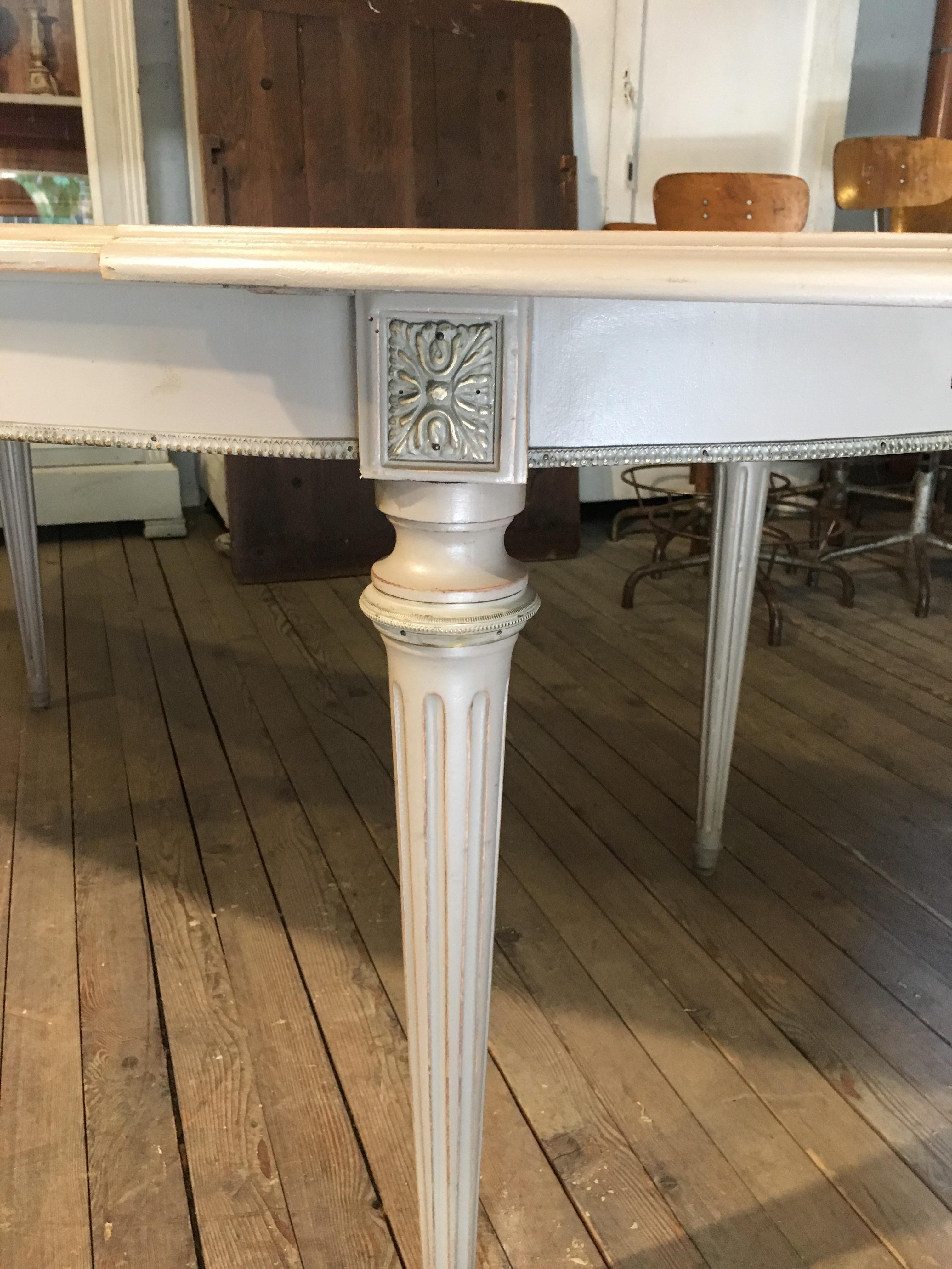 Lacquered French Laquered Wood Extendible Table with Carved Legs from 1890s For Sale