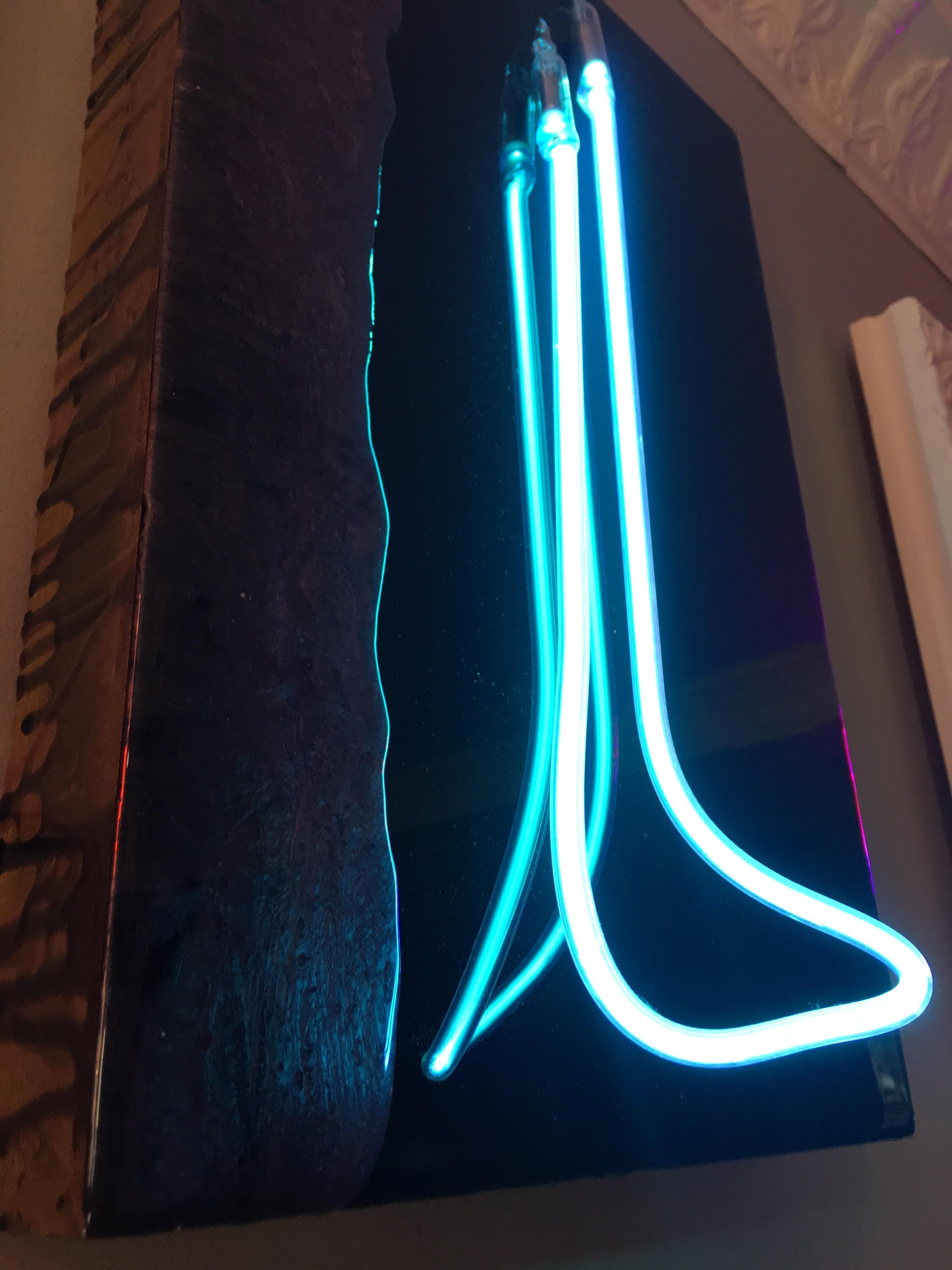 American Wall Mounted Neon on an Epoxy Resin Coated Canvas For Sale