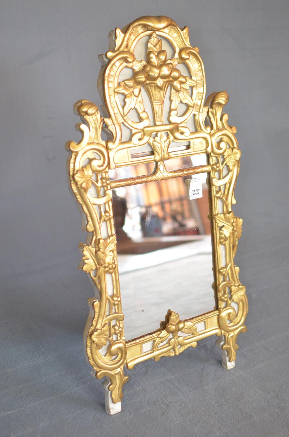 Late 18th Century Rectangular Louis XV Gold Mirror in Wood and French Chalk, 1780 For Sale