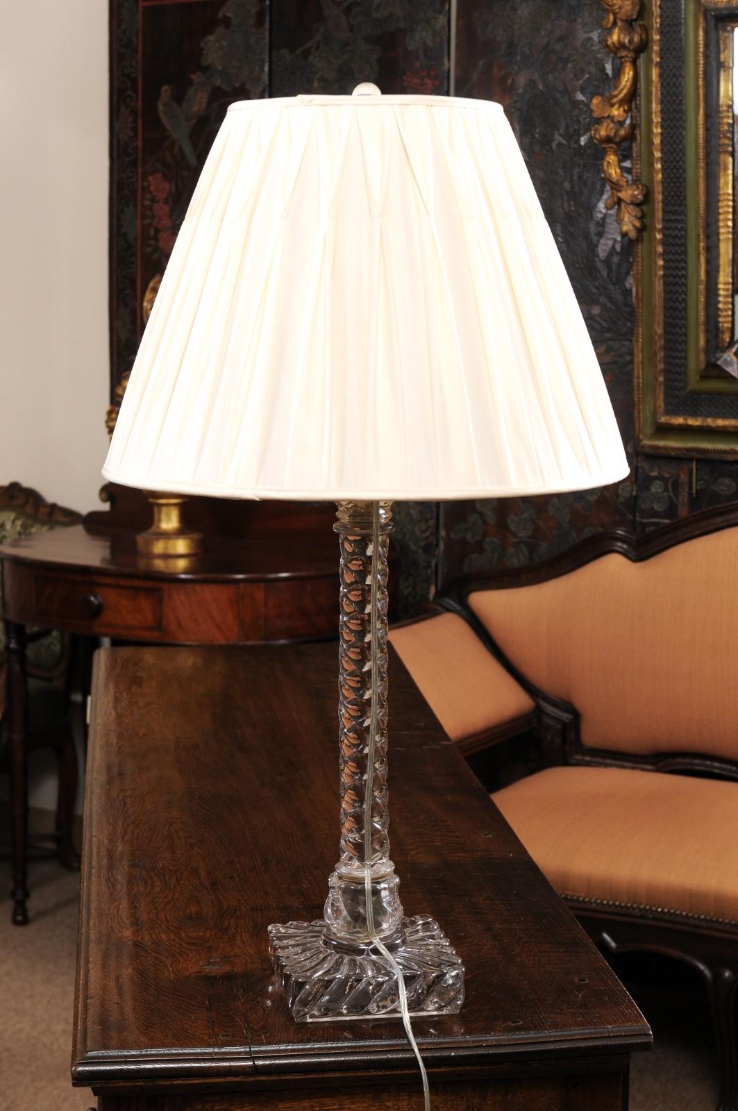 French Baccarat Crystal Twisted Column Lamp, circa 1900 In Good Condition In Atlanta, GA