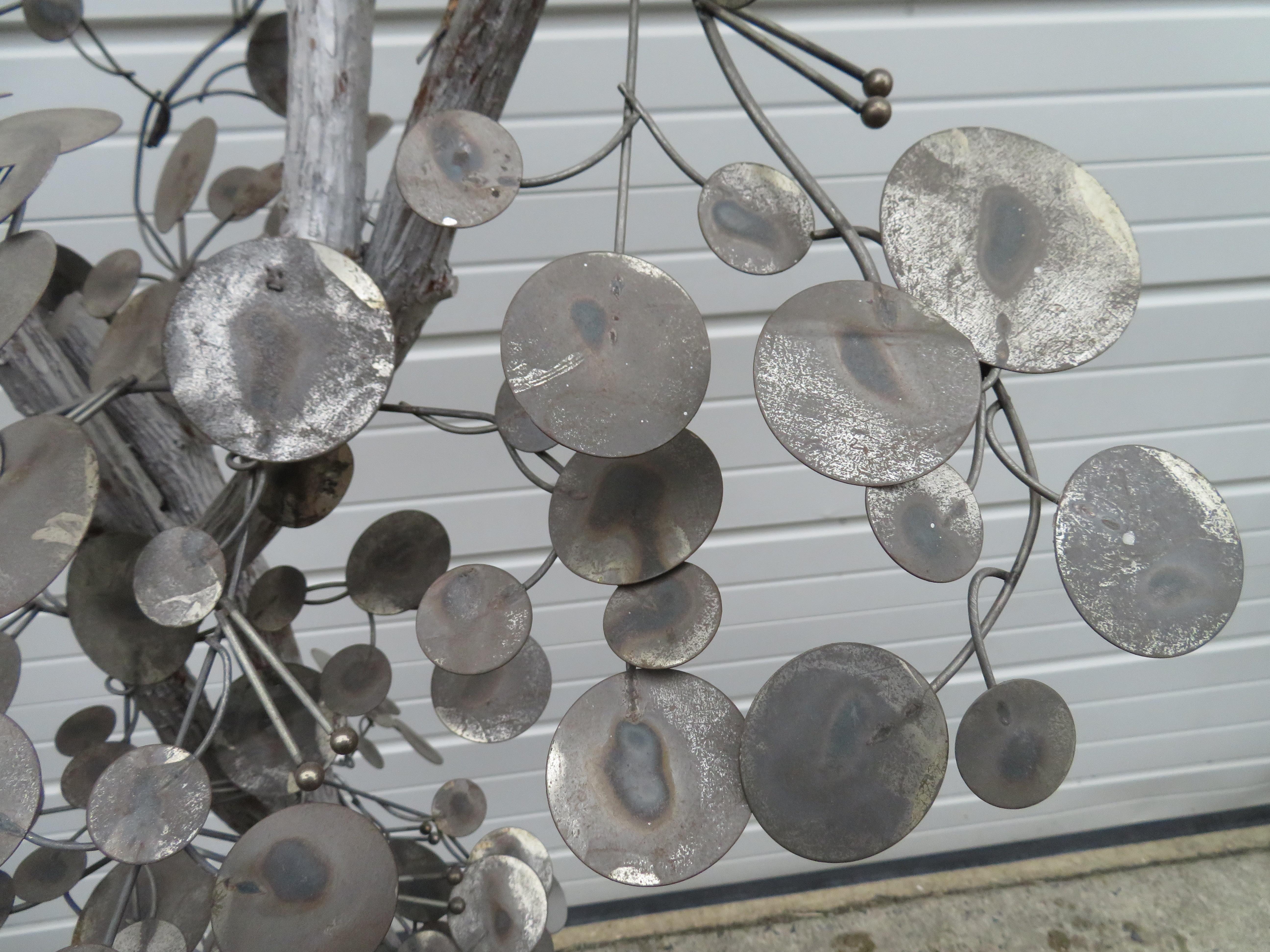 Whimsical C. Jere Chrome Raindrops Tree Mid-Century Modern In Good Condition In Pemberton, NJ