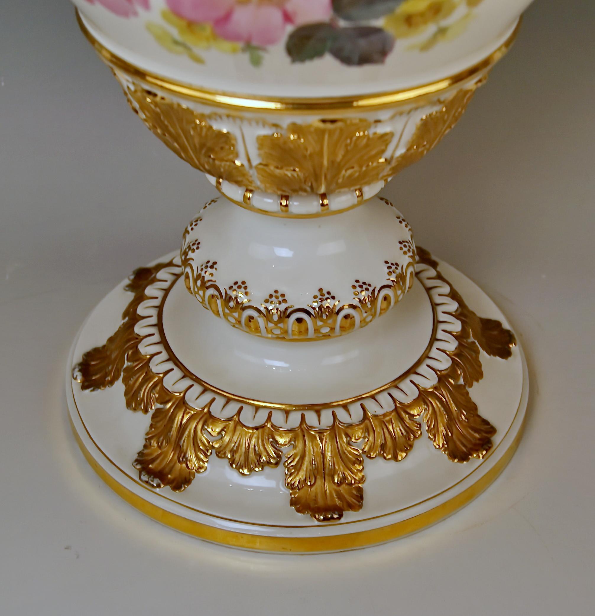 Peint Vase à fleurs d'amphore de Meissen D 153 de Leuteritz, vers 1870