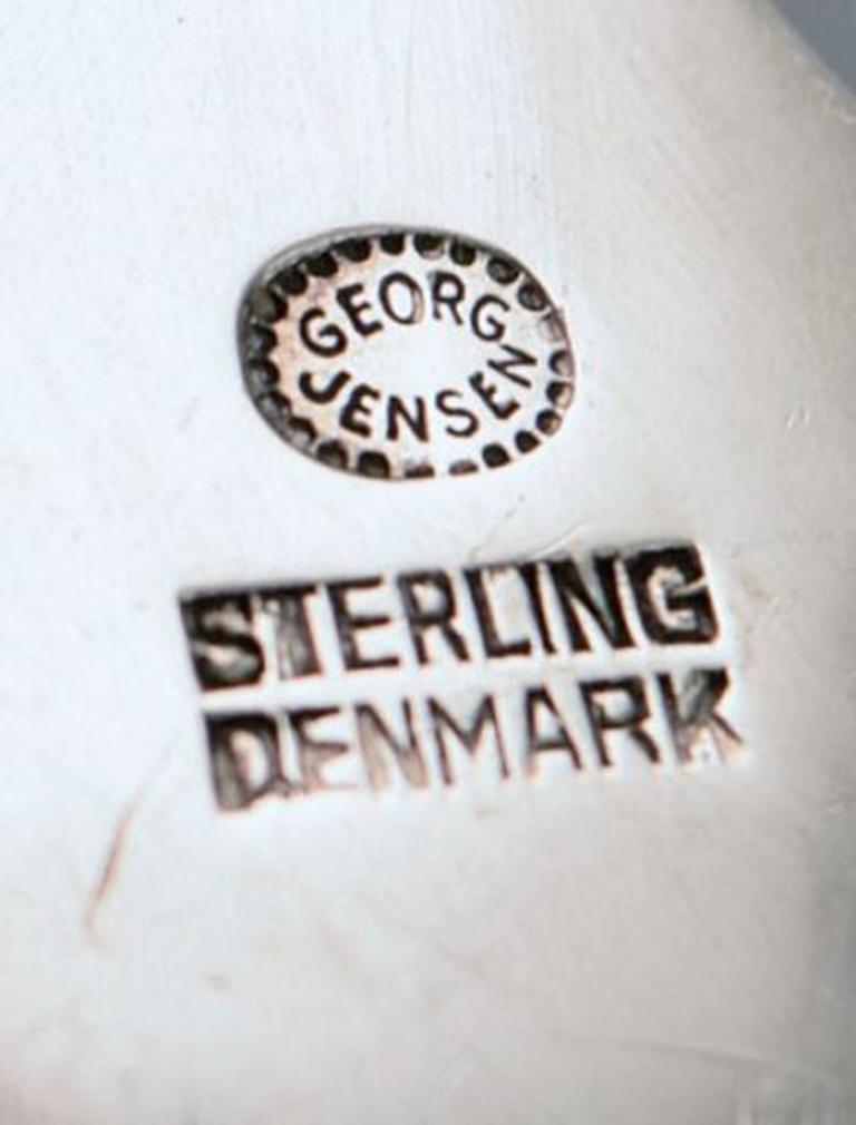 Georg Jensen, Continental Salad Set in Full Silver, Silverware, Hand-Hammered In Excellent Condition In Copenhagen, DK
