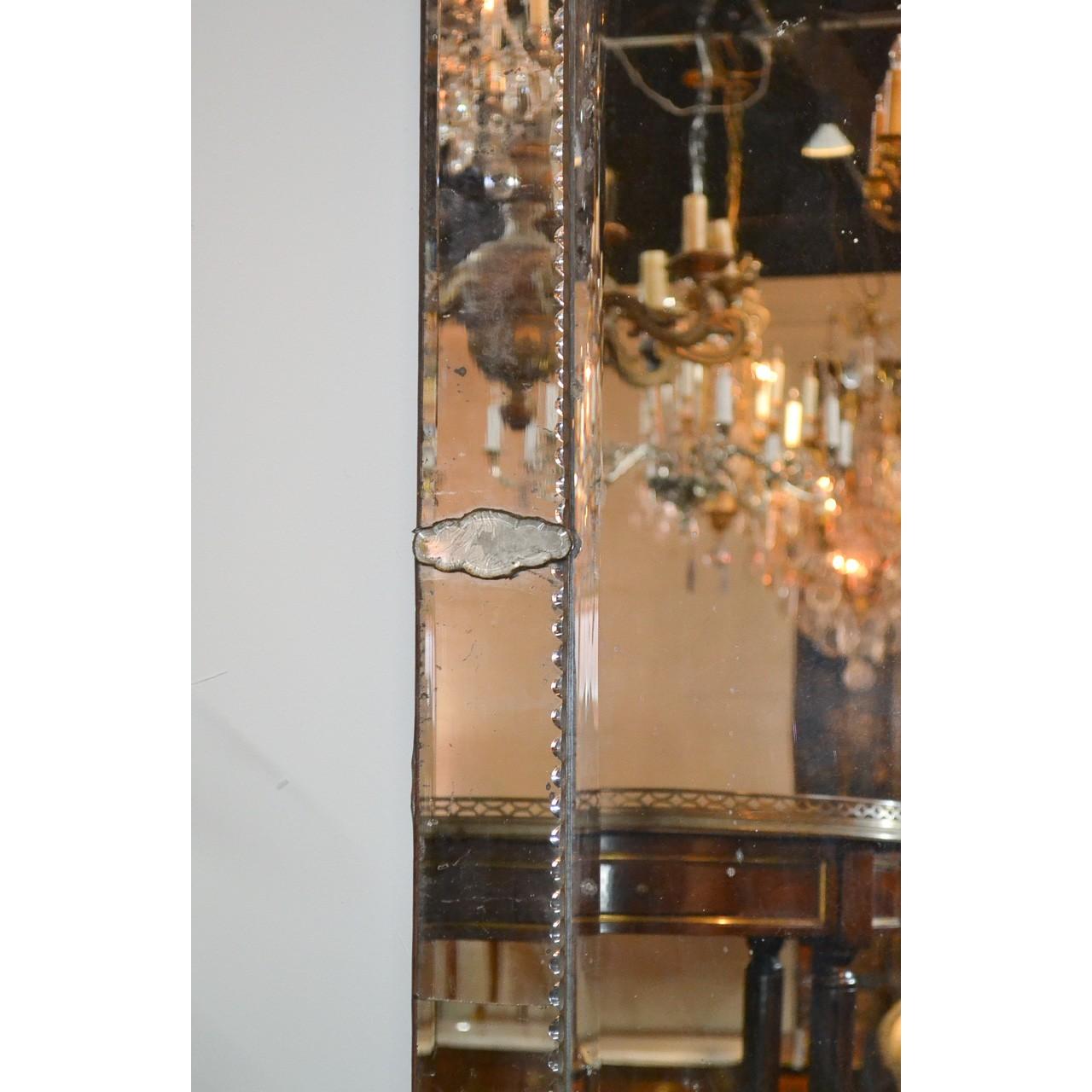 19th Century Etched Venetian Glass Mirror In Good Condition In Dallas, TX