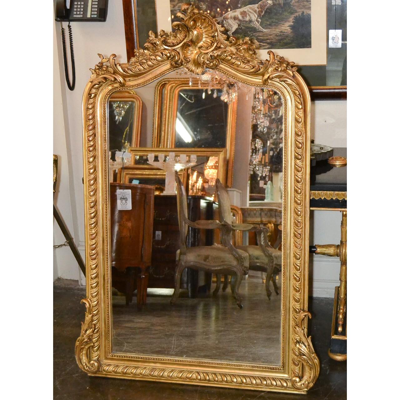 Late 19th Century 19th Century French Louis XVI Giltwood Mirror